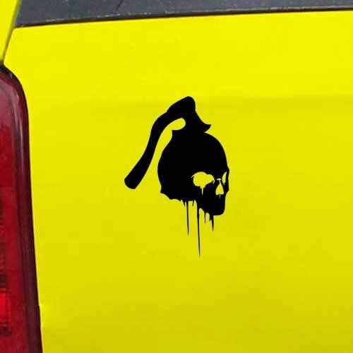 Skull Axe Hatchet Zombie Vinyl Decal Sticker - Die-Cut for Windows, Cars, Trucks, Tool Boxes, Laptops & MacBooks - Perfect for Halloween Decor, Car Accessories & DIY Projects