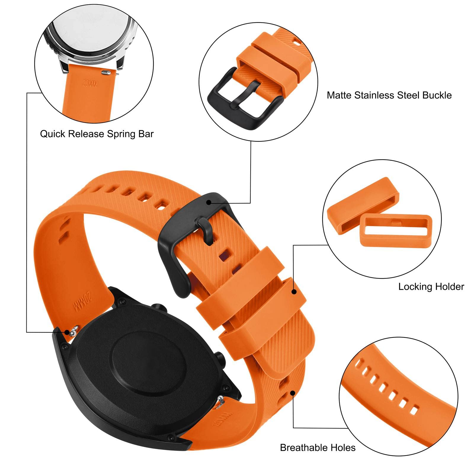 BISONSTRAP Quick Release Silicone Watch Band 18mm 19mm 20mm 21mm 22mm - Durable Comfortable Strap for Men & Women - Perfect for Sports, Work & Everyday Wear