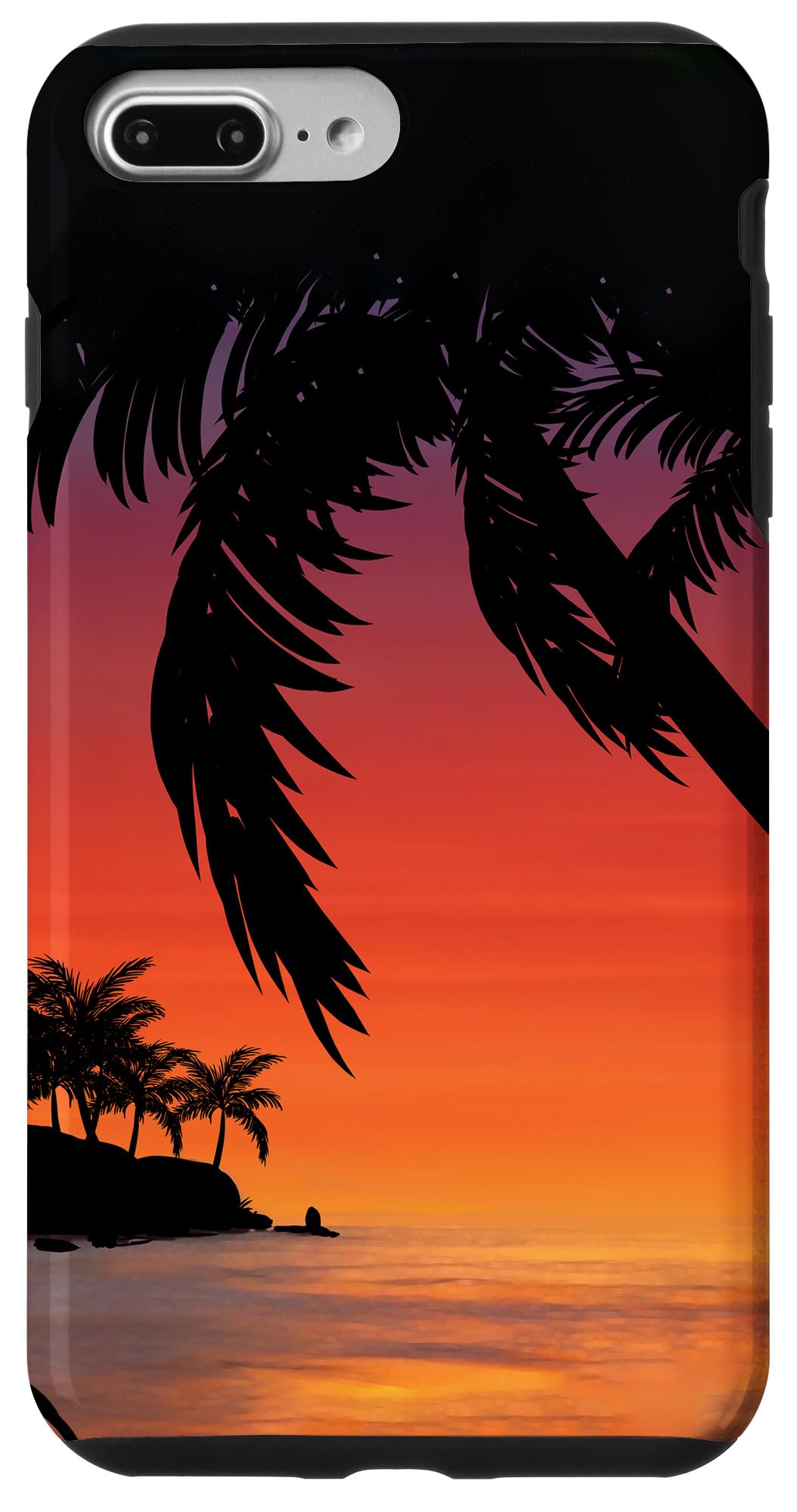iPhone 7 Plus/8 Plus Retro Beach Sunset Case - Tropical Summer Dusk Design, Perfect Gift for Beach Lovers, Ideal for Vacation & Outdoor Adventures