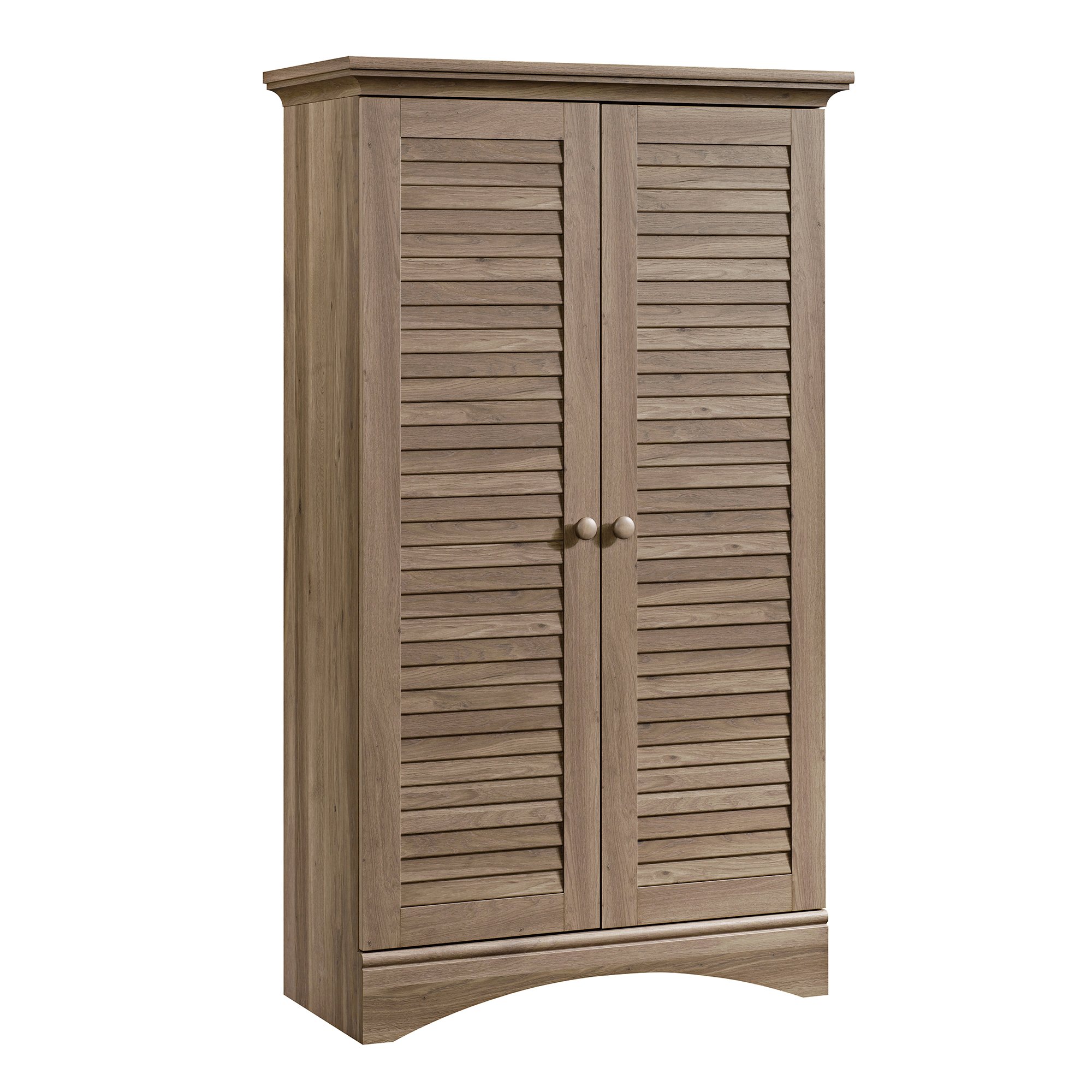 Sauder Harbor View Storage Cabinet - Salt Oak Finish | Modern Home Office & Living Room Organizer with Ample Storage Space