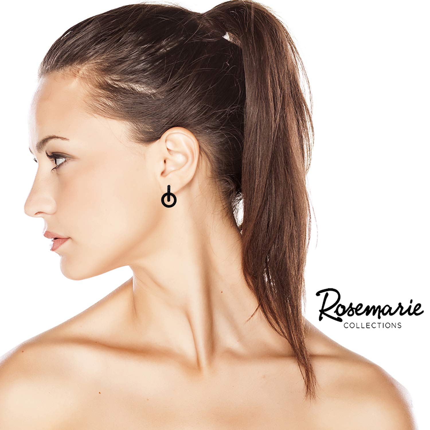 Rosemarie Collections Women's Bewitching Jet Black Glass Crystal Rhinestone Hoop Earrings - 0.75