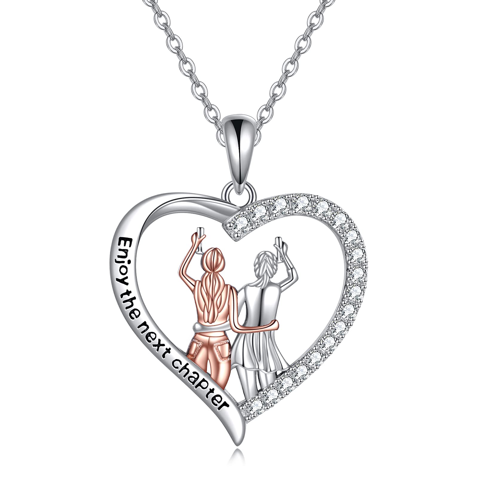 ONEFINITY Sterling Silver Sister Necklace - Best Birthday Jewelry Gift for Sisters, Coworkers, Friends & Women | Perfect for Congratulations, Farewell & Going Away Presents | Ideal for Special Occasions & Everyday Wear