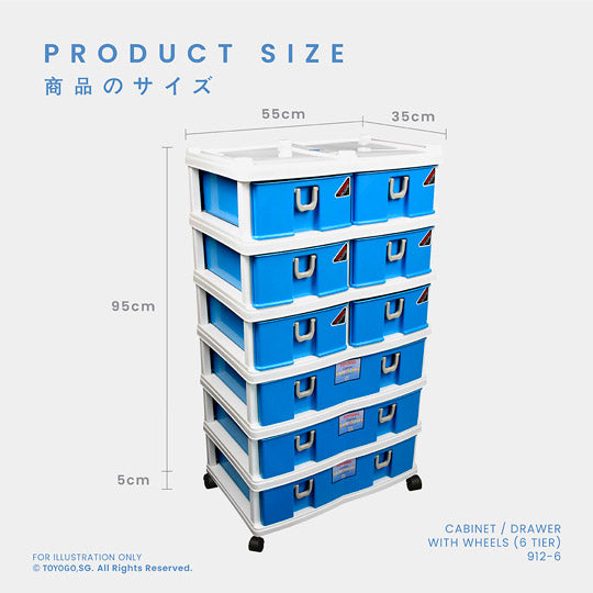 6-Tier Twin Cabinet with 9 Drawers - Space-Saving Storage Solution for Bedroom, Closet, or Office Organization (Model 912 6)