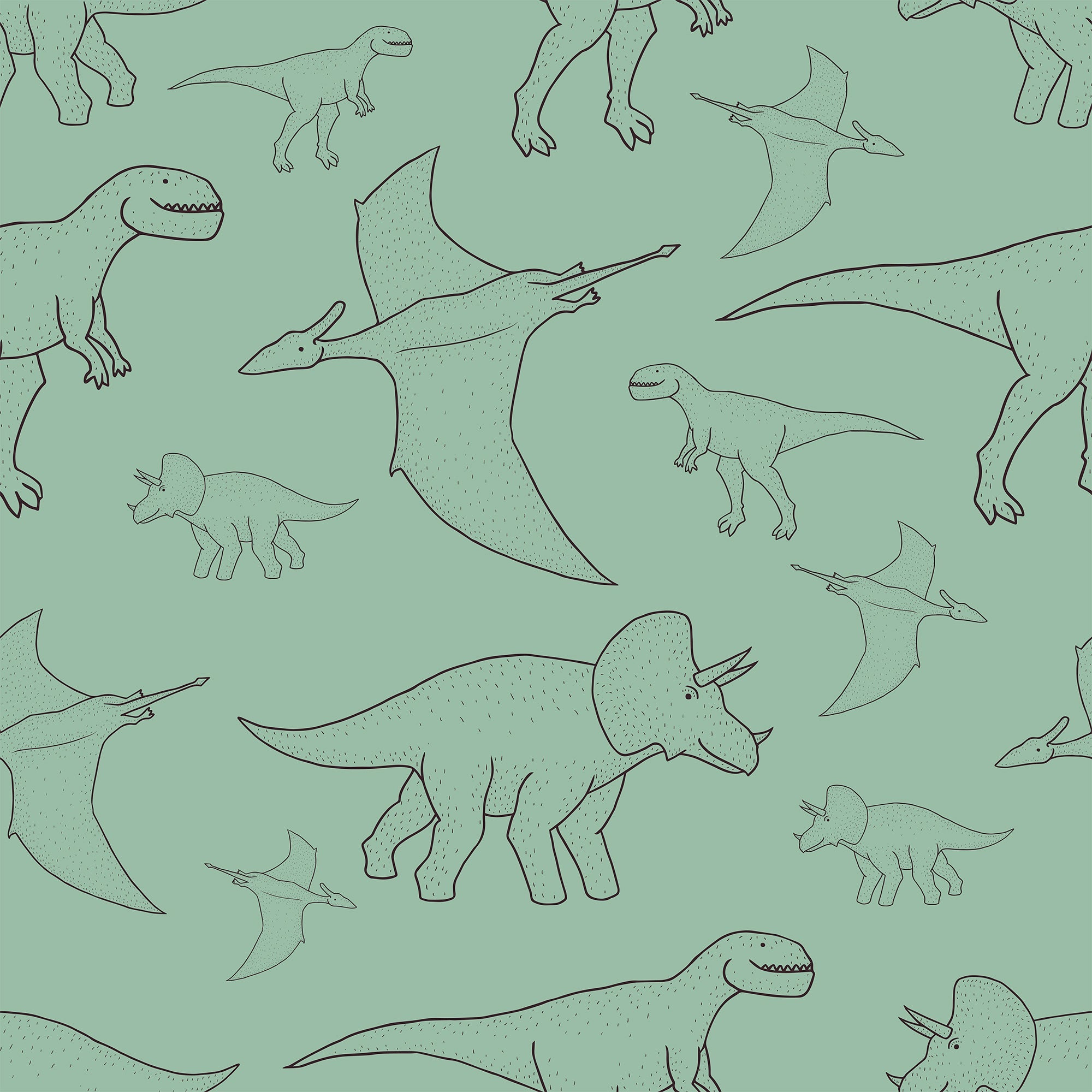 Kids Wallpaper Sample - Green & Similar Tones 001 | Nursery, Bedroom & Playroom Decor