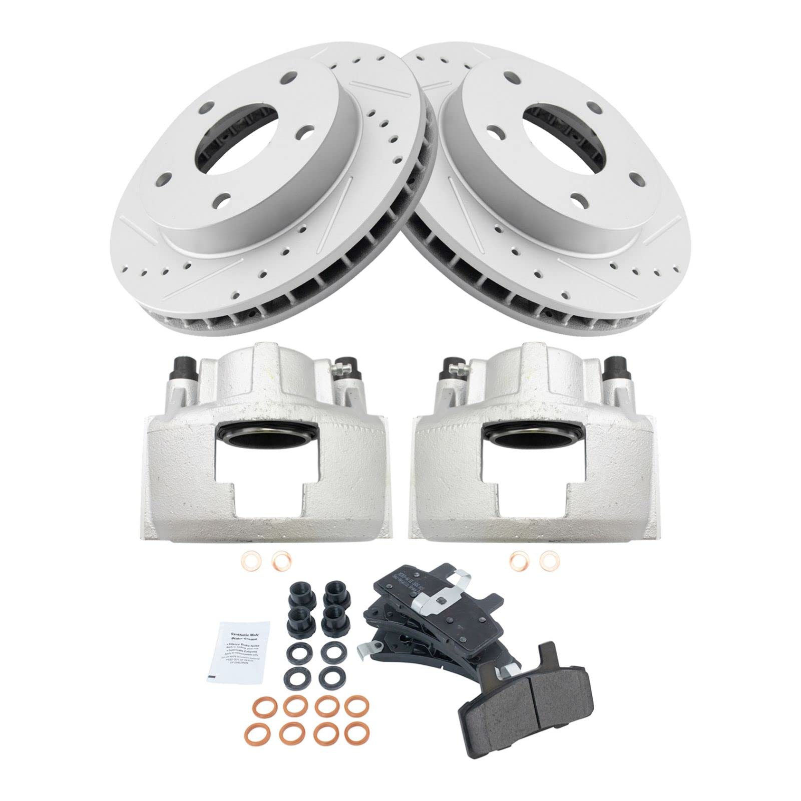 High-Performance Front Brake Pad & Rotor Kit - Semi-Metallic Vented Disc Brakes with G-Coating - Compatible with 1994-1999 Dodge Ram 1500 - Perfect for Towing, Off-Roading & Heavy-Duty Driving
