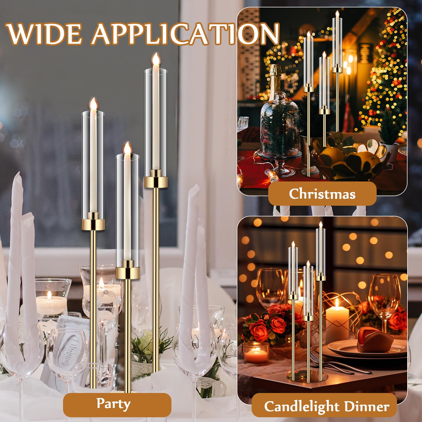 Layhit 6-Piece Gold Tall Floor Candle Holder Set - 30.7
