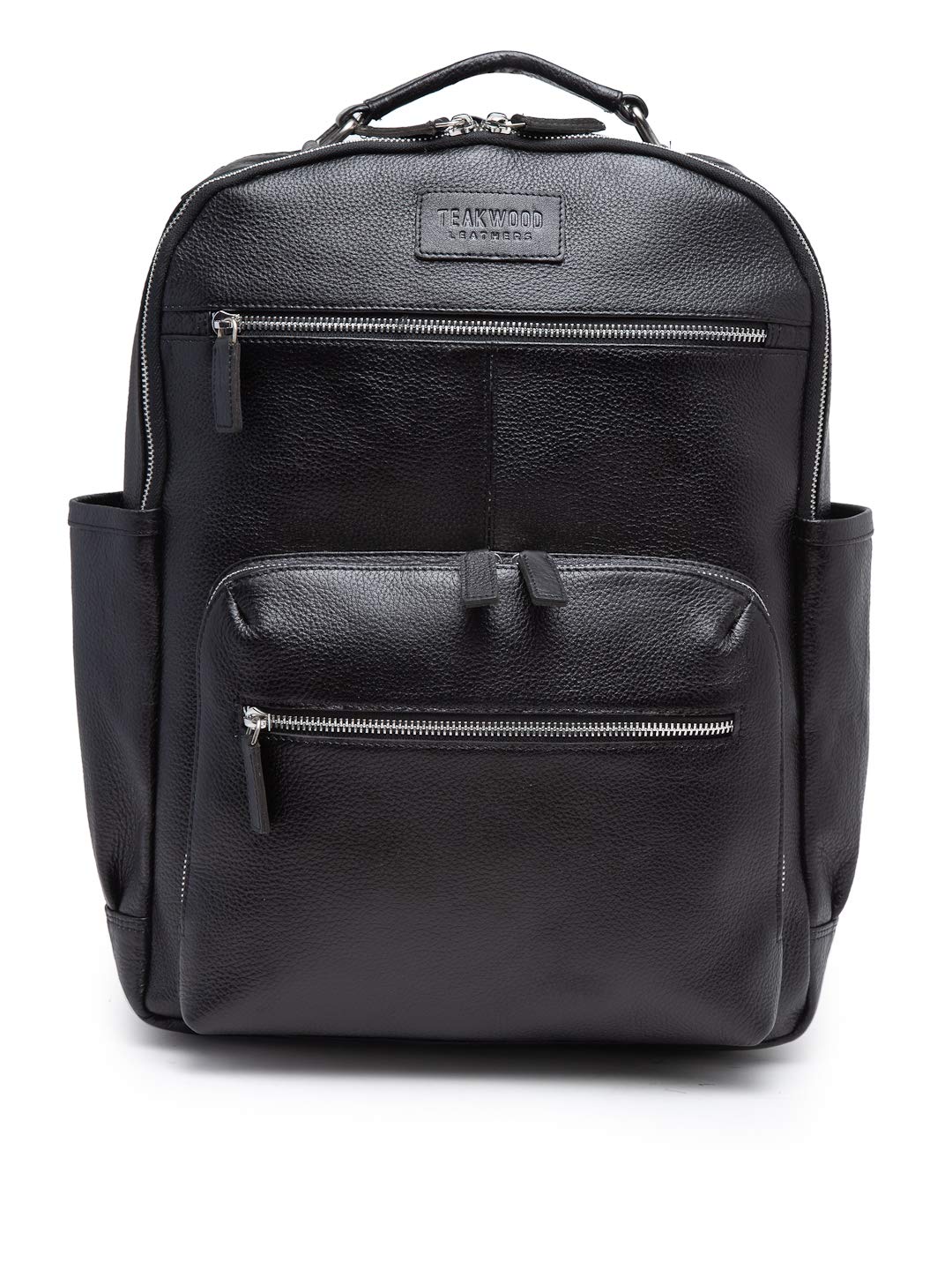 Genuine Leather Backpack 15.6 Inch Laptop Bag - Vintage Teakwood Travel Backpack for Men & Women - Waterproof Daypack for Work, School & Outdoor Adventures (Black)