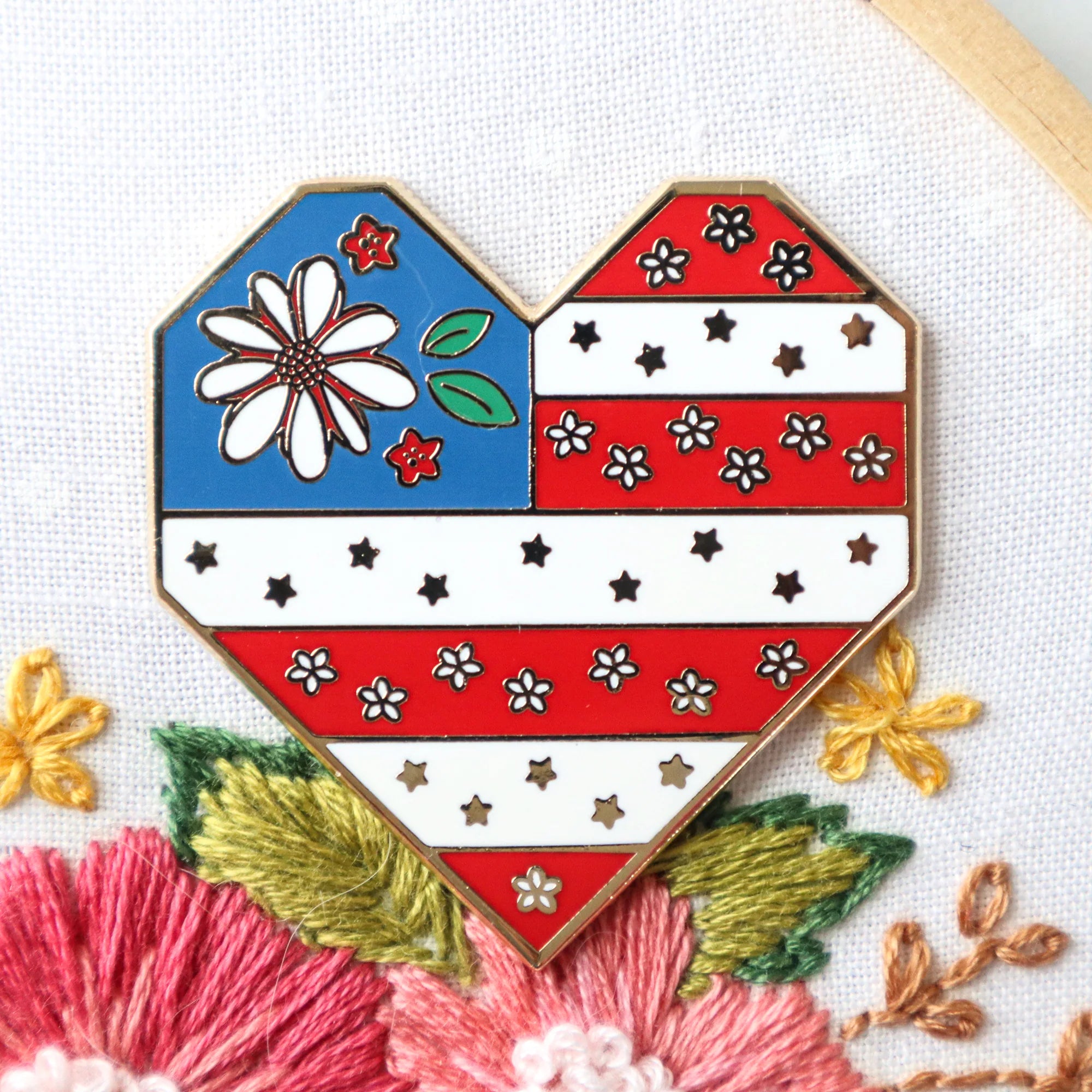 Sweet Freedom Heart Needle Minder for Sewing & Embroidery - Magnetic Pin Holder by Flamingo Toes - Perfect for Quilting, Cross Stitch & Craft Projects