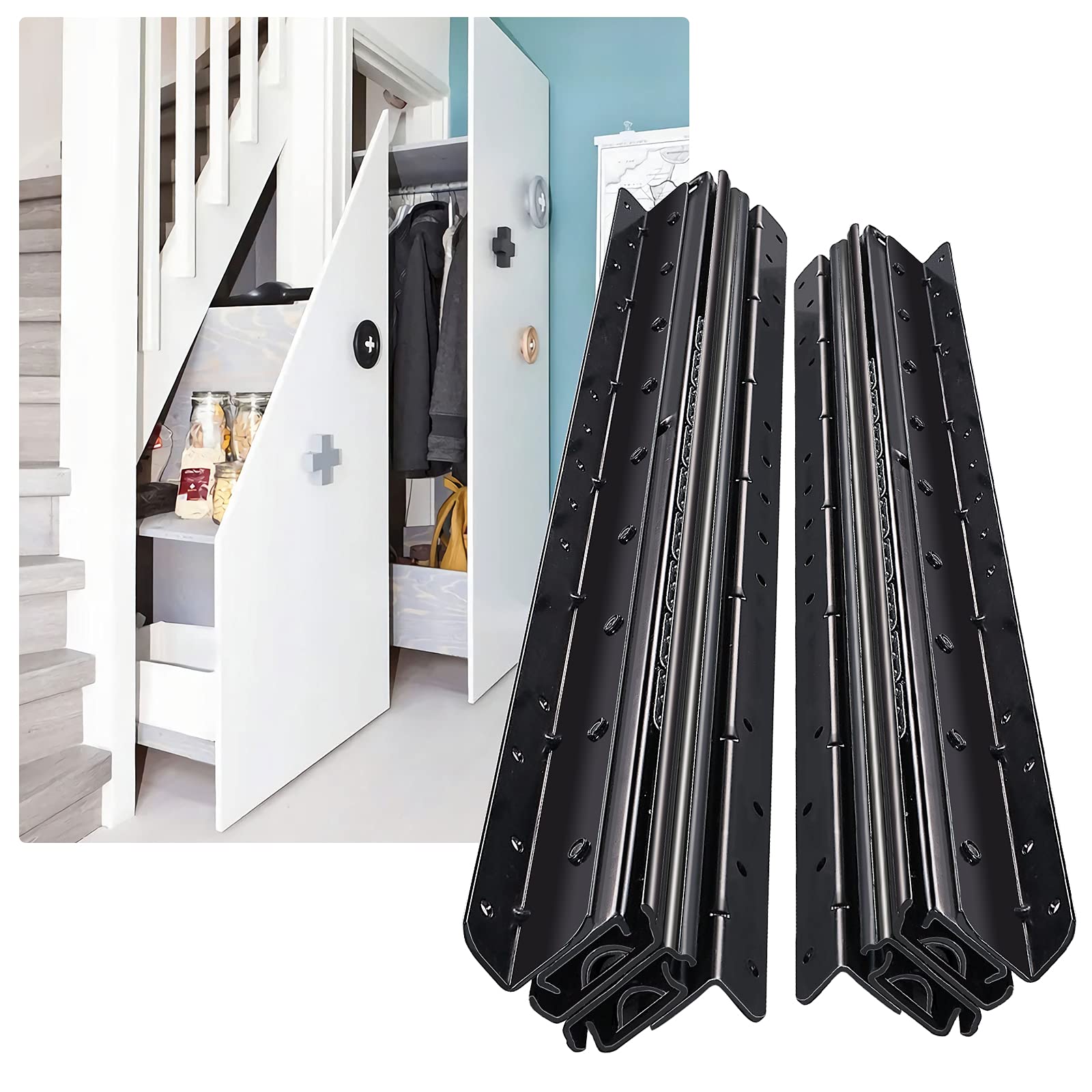 Heavy Duty Undermount Drawer Slides 16 24 32 40 Inch - 260lb Load Capacity Concealed Cabinet Glides for Bottom Mount Pull Out Storage - Perfect for Pantry Closet Shelf and Stair Cabinet Organization (1 Pair, 32 Inch)