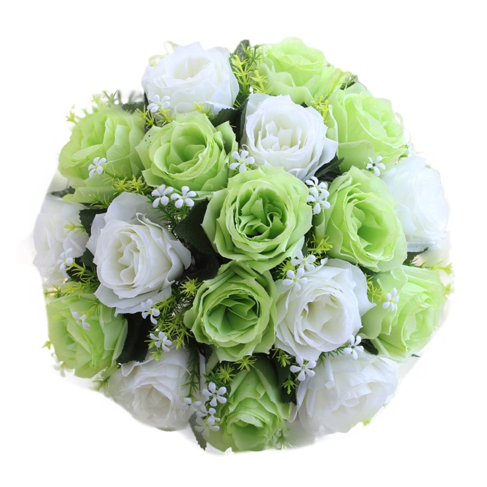 Jolincc 18-Head White Silk Rose Garland - Artificial Bridal Bouquet for Wedding Decor, Home Canopy & Party Backdrop (H, One Size) | Perfect for Wedding Aisle, Photo Booth & Romantic Room Decoration