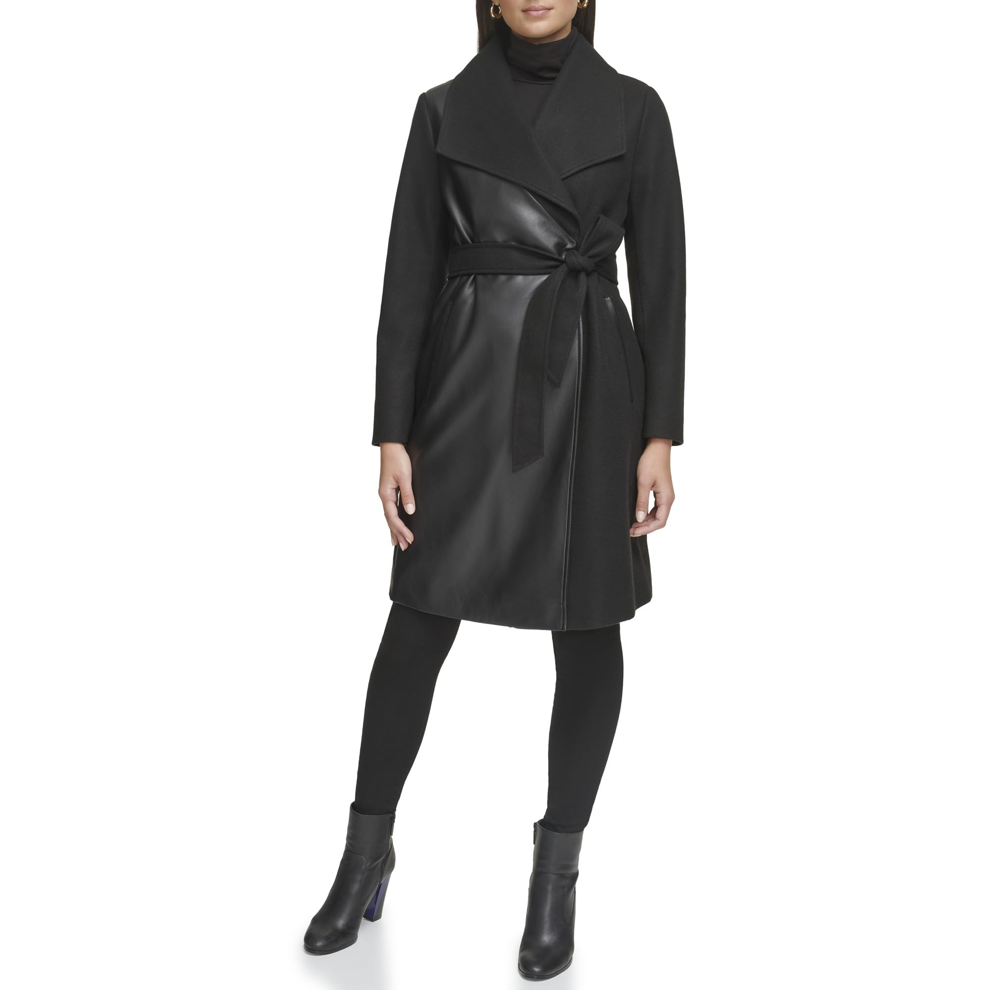 Kenneth Cole Women's Military Style Wool Blend Overcoat - Warm Winter Trench Coat for Office, Travel & Formal Occasions