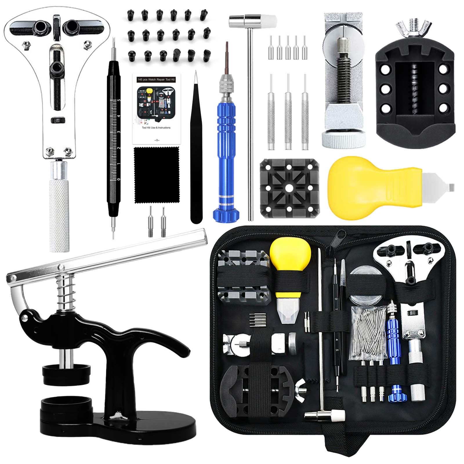 Professional Watch Repair Kit with Battery Replacement Tools - GLDCAPA Watch Link Remover, Case Opener & Press Set in Portable Carrying Case | Perfect for Watch Enthusiasts, Jewelers & DIY Watch Maintenance at Home