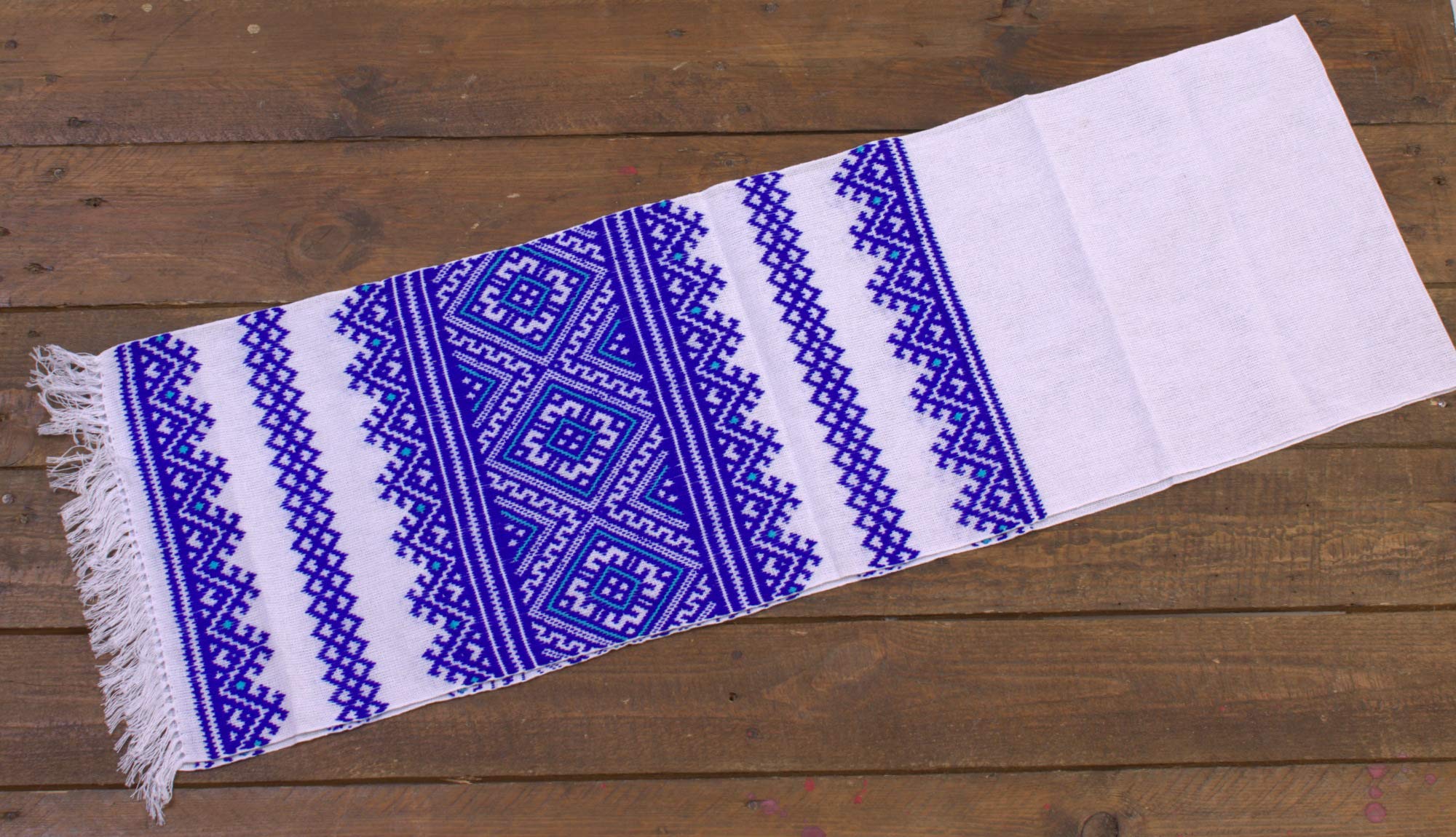 Ukrainian Embroidered Towels - Handmade Rushnyk with Blue Folk Pattern - Traditional Easter & Kitchen Decor - Perfect for Home, Gifts & Cultural Displays
