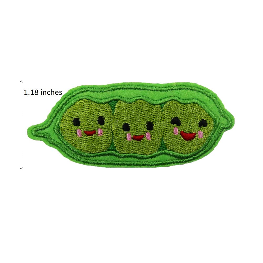 Cute Peas Embroidered Iron On Patch for DIY Clothing, Backpacks & Hats - Fun Fabric Applique for Kids & Adults Craft Projects