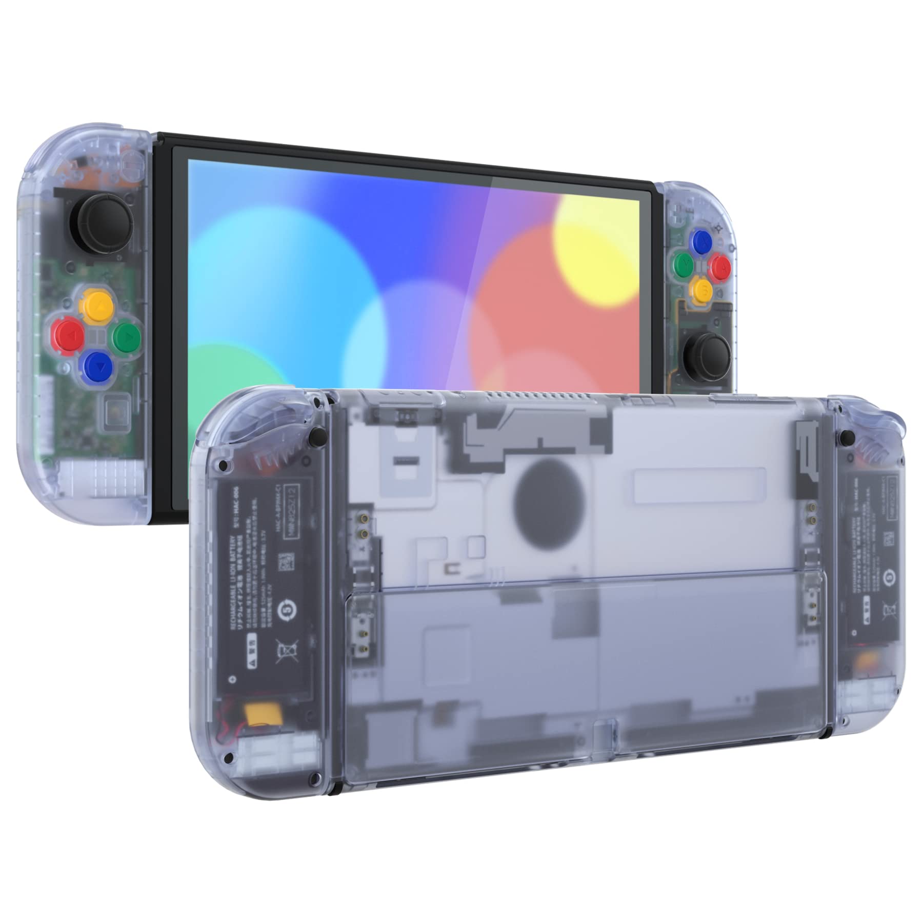 eXtremeRate DIY Full Set Shell Replacement for Nintendo Switch OLED - Custom Back Plate, Kickstand & Controller Housing with Full Button Set (Clear Glacier Blue) - Perfect for Gaming, Modding & Personalization