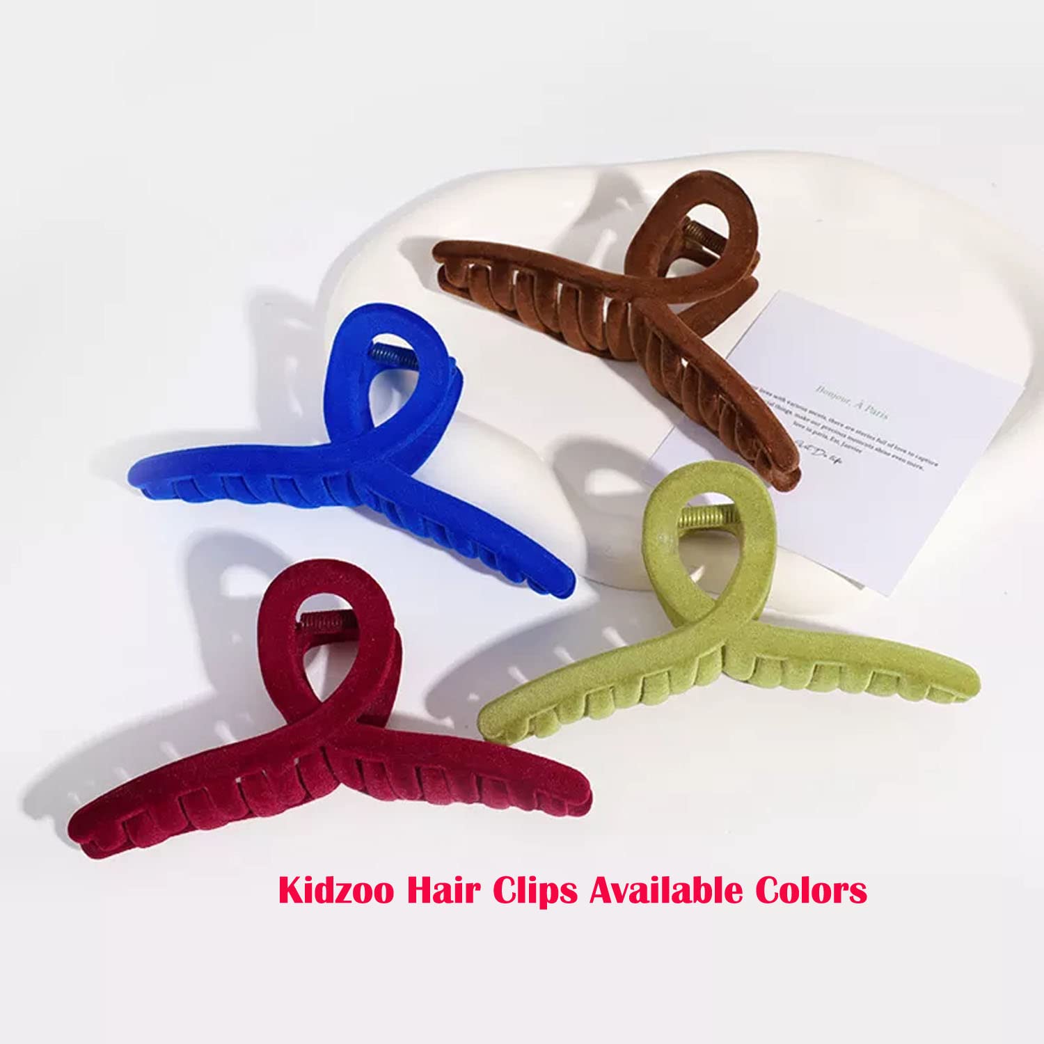 Kidzoo 2-Piece Large Velvet Hair Claw Clips 4.3 Inch - Soft Jaw Butterfly Clips for Thin, Fine & Thick Hair - Women & Girls Hair Accessories in Multicolor - Perfect for Winter Outfits & Everyday Styling