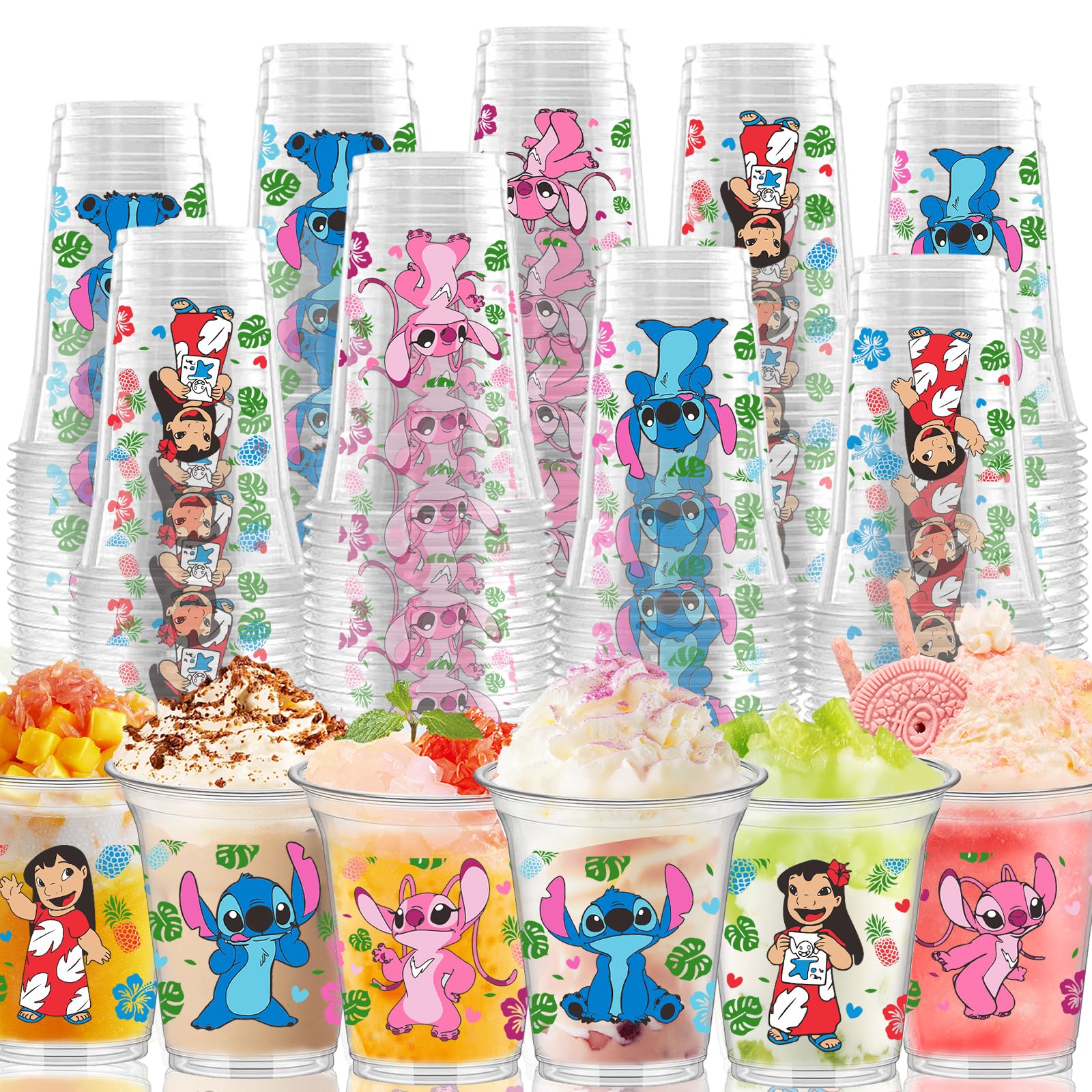 60Pcs Stitch Party Favors - 12oz Reusable Plastic Cups with Stitch Design | Cartoon Party Supplies, Drinking Cups for Kids Birthday, Baby Shower & Themed Decorations | Perfect for Disney Lilo & Stitch Parties, Poolside Drinks & Summer Celebrations