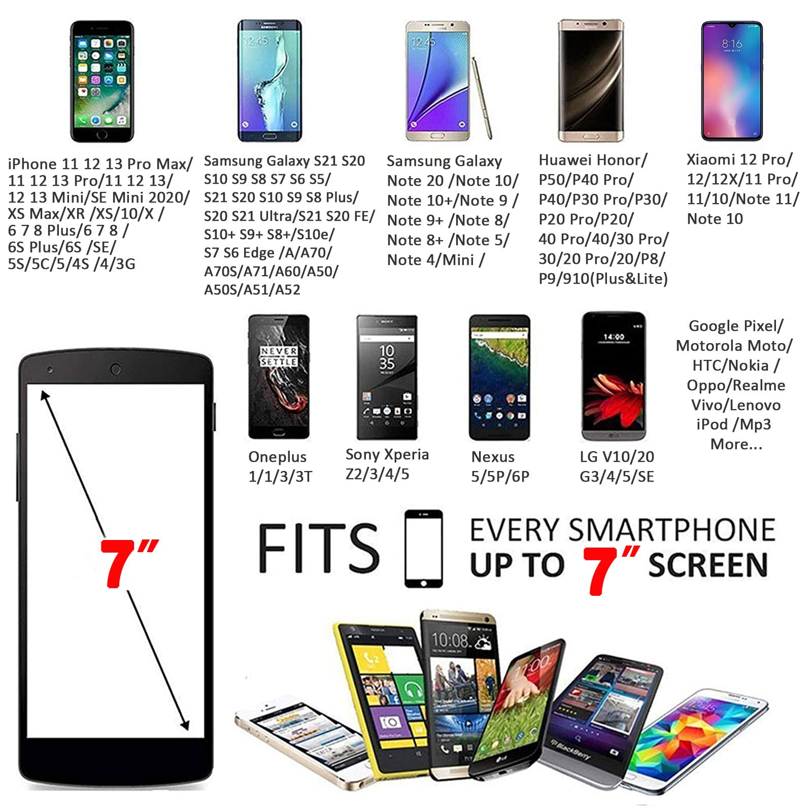 Running Armband Phone Holder for iPhone 16/16e/15/14/13/12/11 Pro Max/XS/XR/Plus/Mini & Galaxy Ultra/Edge/S25/S24/S23/S22/S21/S20/Note 20/10 - Adjustable Sports Pouch Bag for Gym, Hiking & Outdoor Activities (Black)