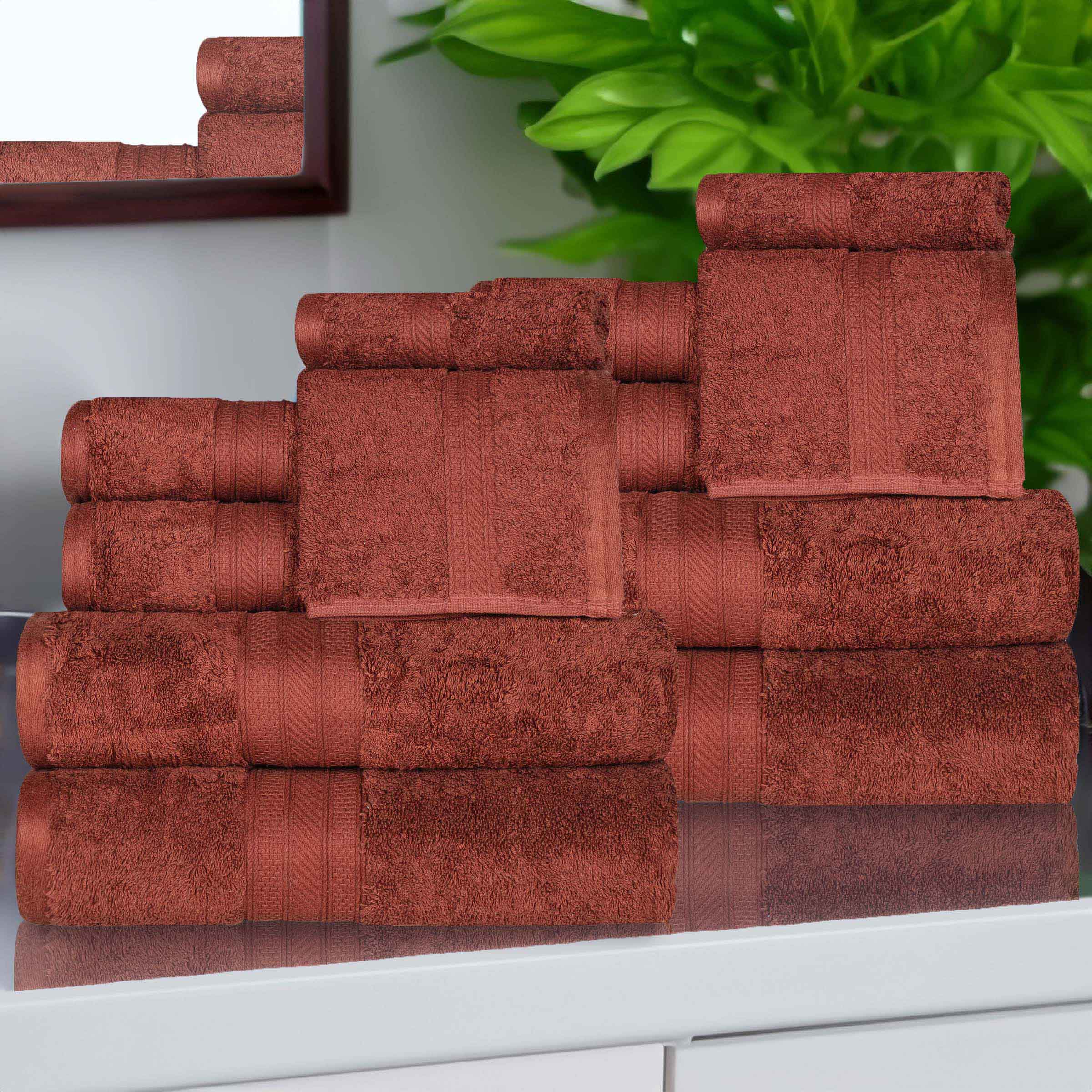 Premium Atlas Cotton Plush Absorbent Heavyweight 12-Piece Bath Towel Set - Ultra Soft & Quick-Drying for Spa, Gym, and Luxury Home Use