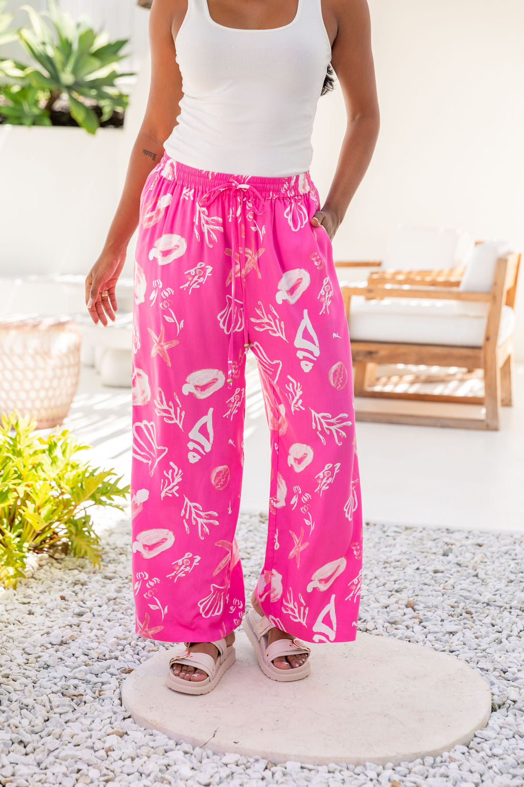 Gina Women's High-Waisted Yoga Pants with Ocean Life Print - Perfect for Yoga, Gym, and Casual Wear