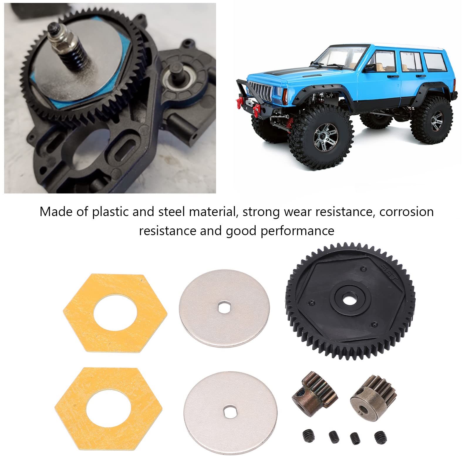 Dilwe 1/10 RC Car Spur Gear Set - 56T Spur Gear with 13T & 15T Motor Gears - High Performance Upgrade Parts for Axial SCX10 RC Crawler Car (Black) - Perfect for Off-Roading, Rock Crawling & RC Car Enthusiasts