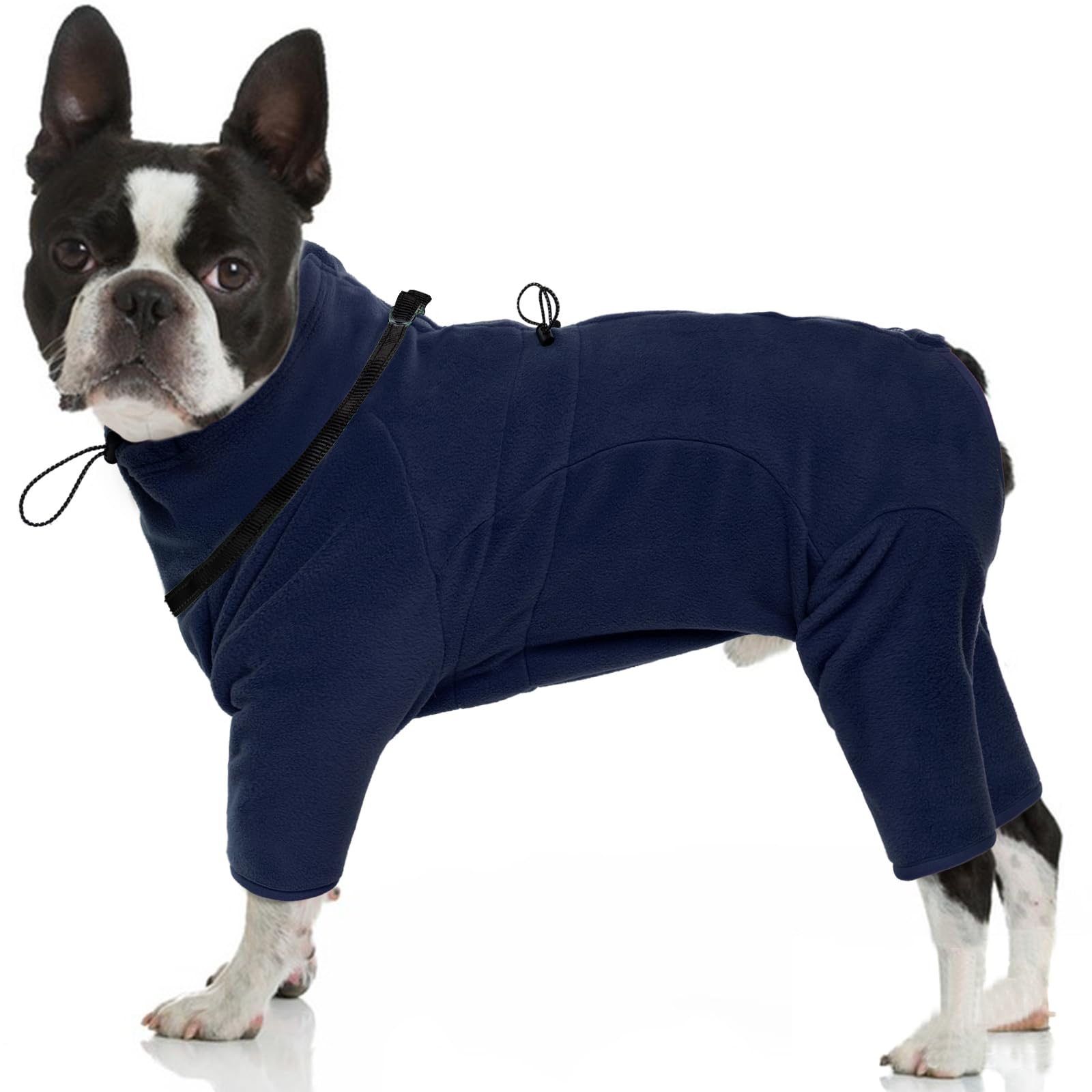OUOBOB Warm Windproof Polar Fleece Dog Coat - Winter Jacket Vest with Built-in Harness for Medium Dogs | Cozy Pullover Fleece Pajamas Jumpsuit Onesie | Perfect for Cold Weather Walks, Outdoor Adventures & Indoor Lounging
