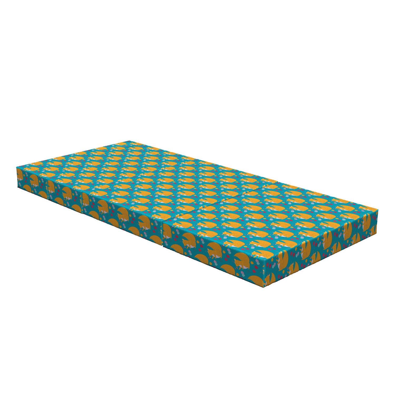 Ambesonne Squirrel Pattern Foldable Mattress - 74.8 x 35.4 Inch Fluffy Happy Birthday Design in Marigold & Dark Pink - Perfect for Kids' Rooms, Birthday Gifts & Cozy Napping Spaces
