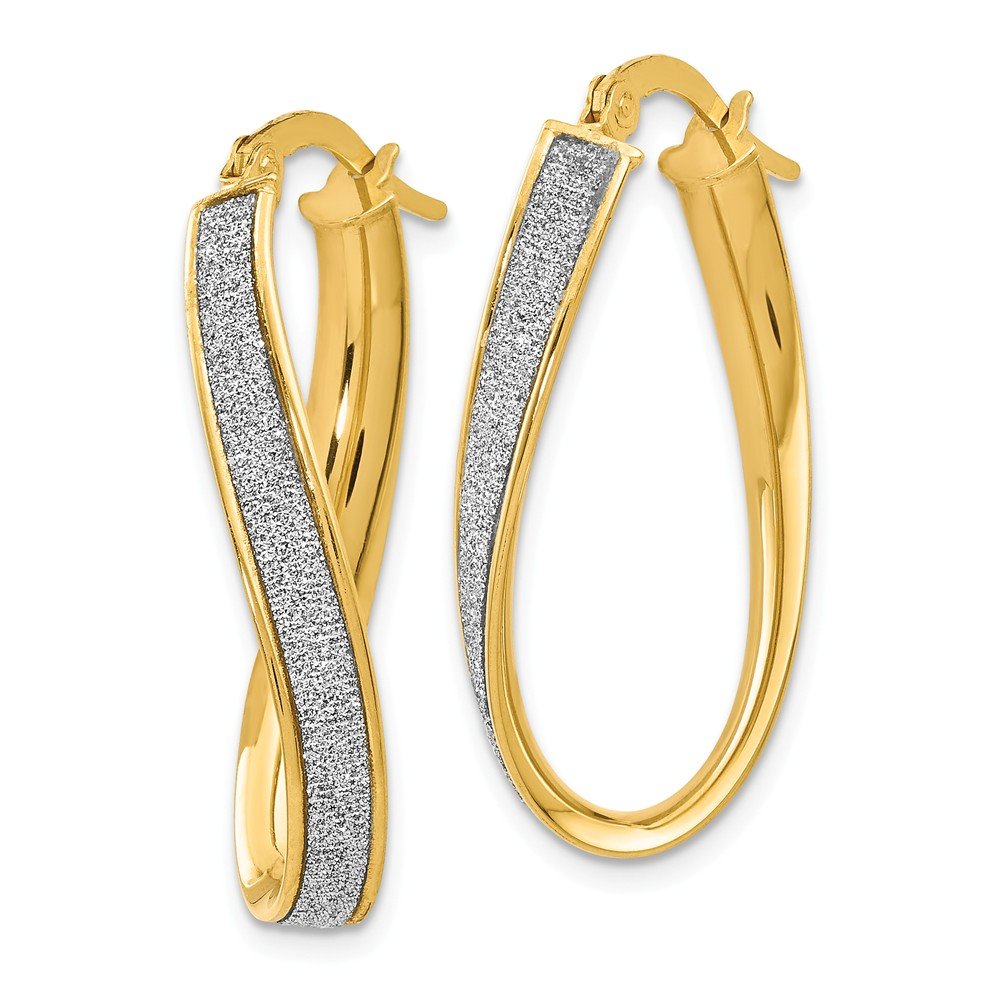 14K Gold Oval Twist Hoop Earrings for Women - Polished Glimmer Infused Real Gold Hoops - Perfect for Parties, Weddings & Everyday Elegance