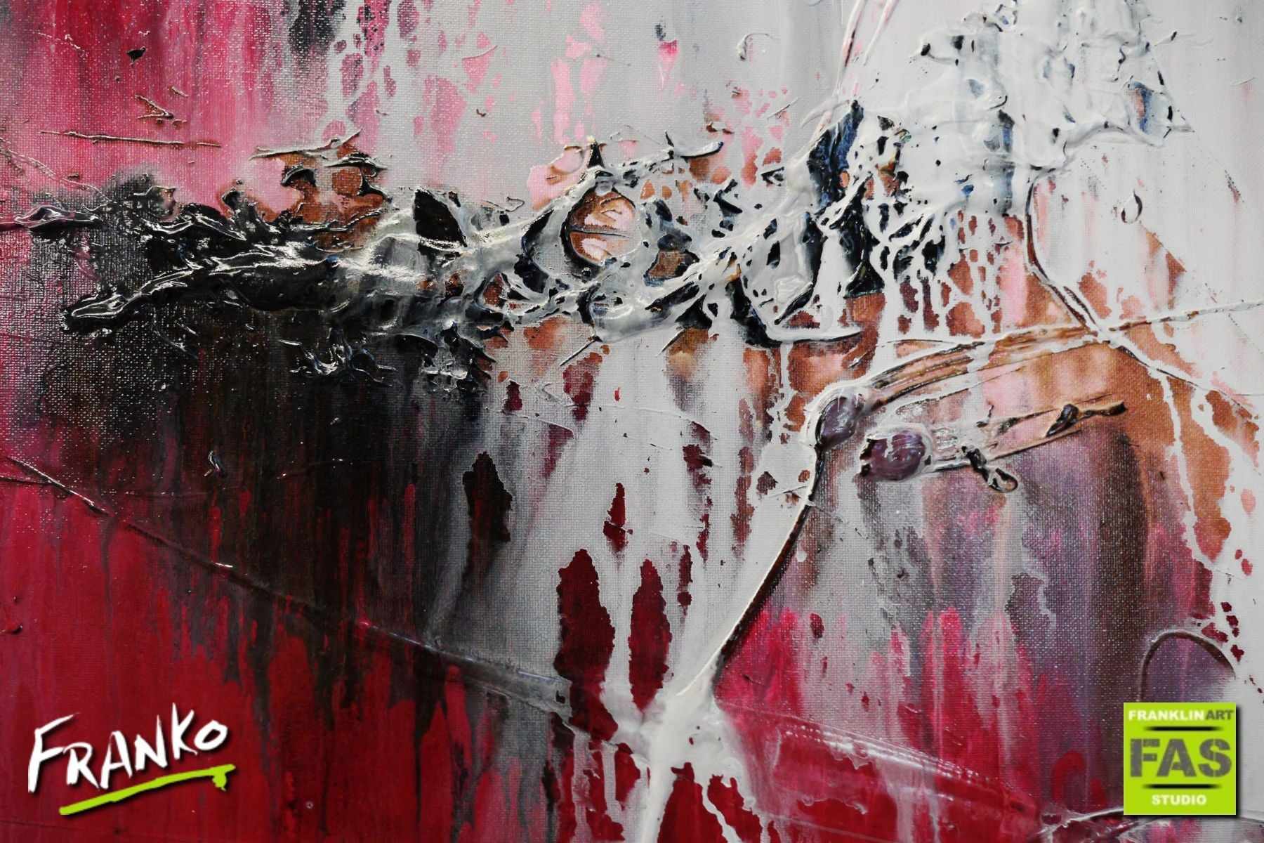 Deep Rose 160cm x 100cm Pink Black White Grey Abstract Canvas Art - Modern Wall Decor for Living Room, Bedroom & Office