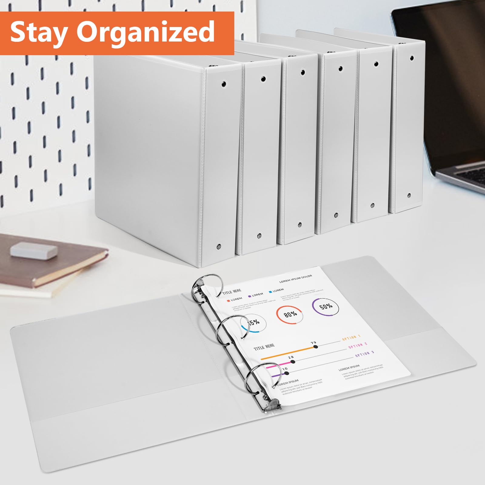 2-Inch 3-Ring Binders with Pockets - Durable 2