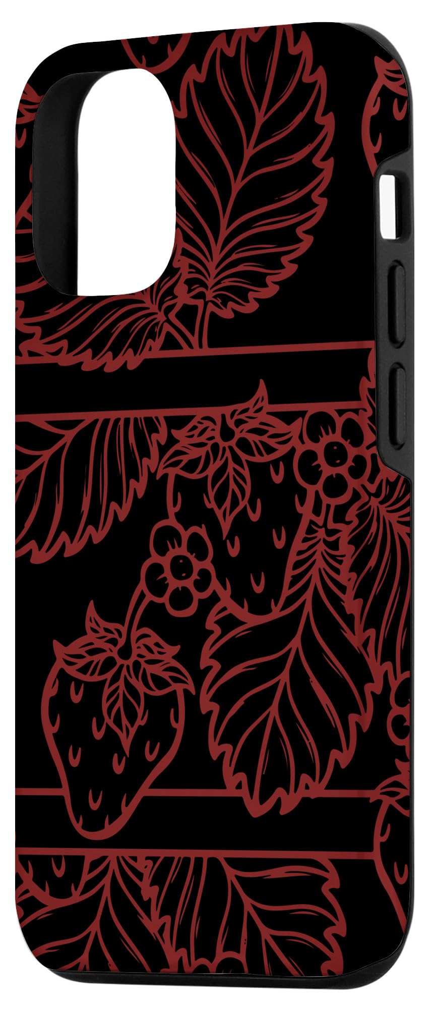 Gothic Fruit Line Art iPhone 12/12 Pro Case - Red Wild Strawberry Design | Durable Protective Phone Cover for Women & Men | Perfect for Daily Use, Travel & Fashion Accessory