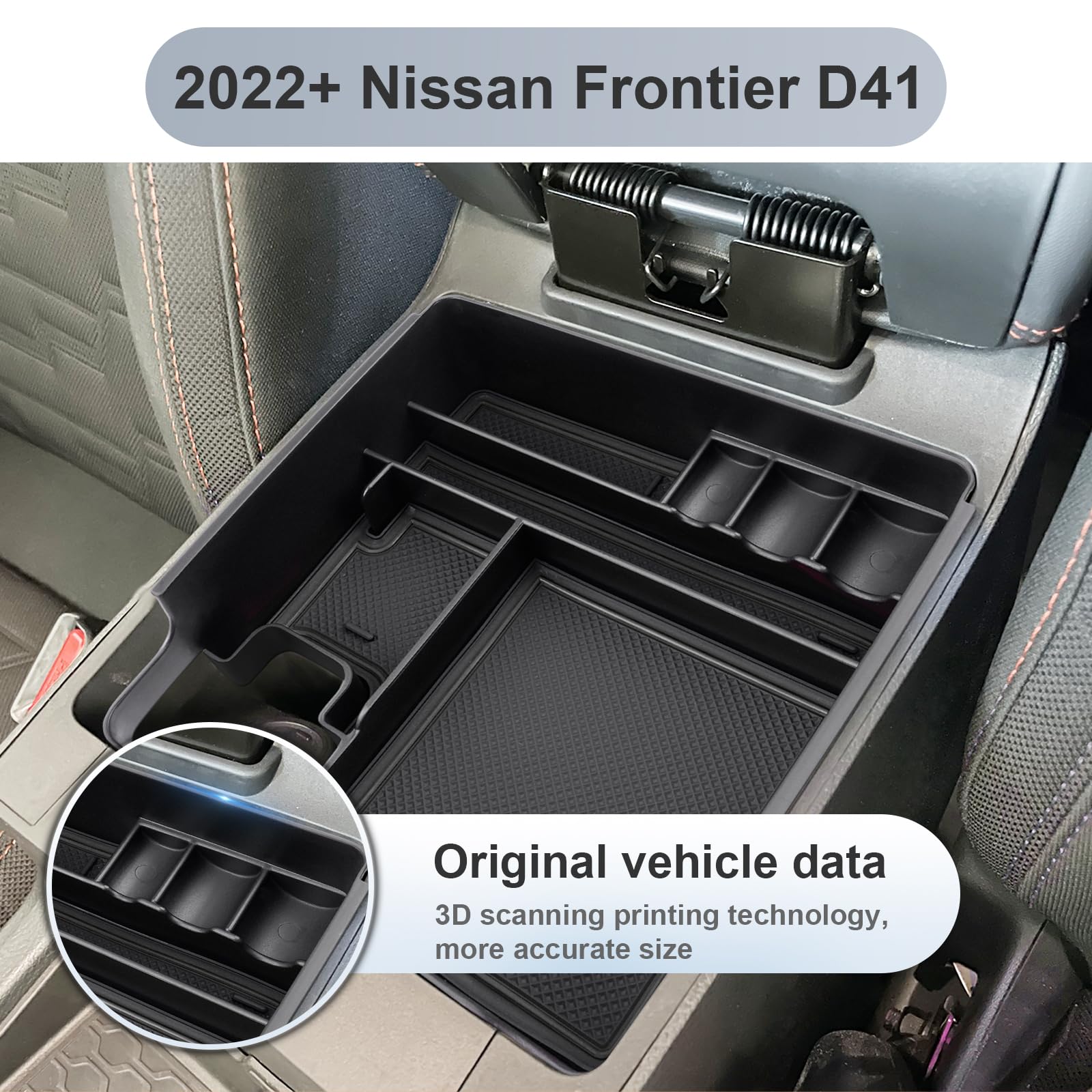 2022-2025 Nissan Frontier Center Console Organizer Tray - Custom Fit Accessory for Frontier S/SV/Midnight Edition/Pro-X/Pro-4X - Perfect for Road Trips & Daily Commute