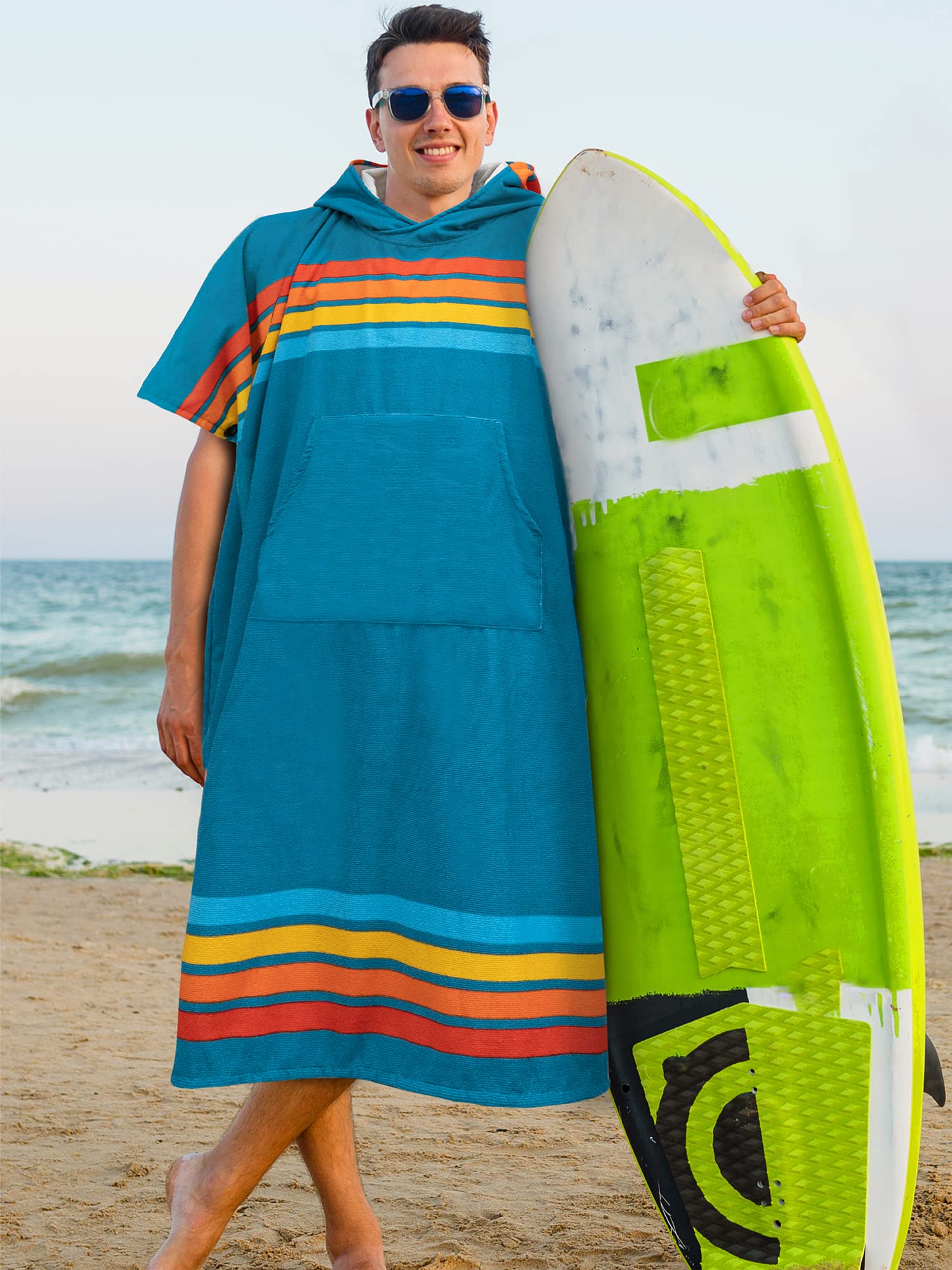 **SUN CUBE Surf Poncho Changing Robe with Hood - Quick Dry Microfiber Wetsuit Towel with Pocket for Men & Women | Perfect for Beach, Surfing, Swimming & Outdoor Activities**
