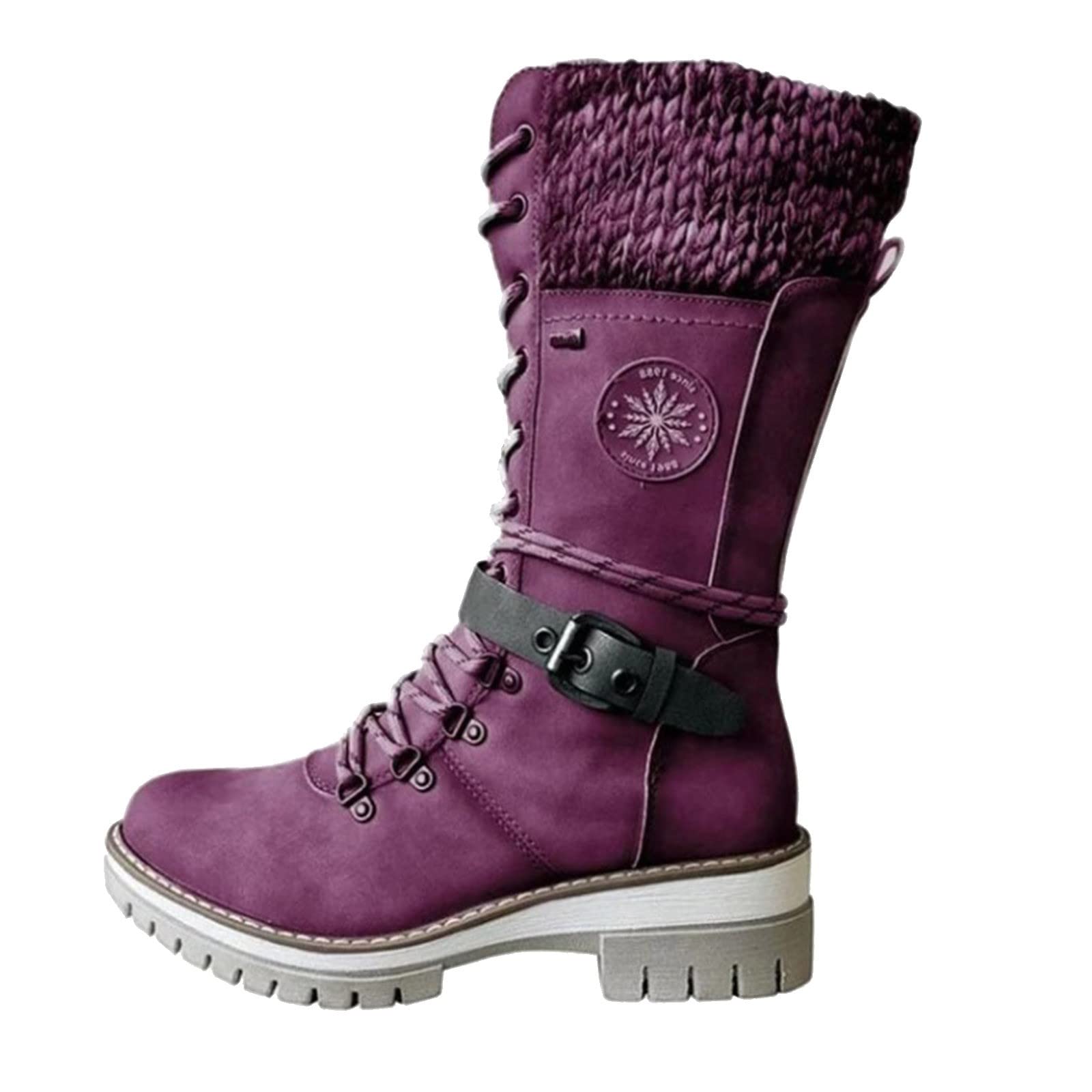**Women's Leather Lacer Work Boots - Mid Calf Casual Warm Hiking Boots with Low Heel for Outdoor, Work & Winter Wear**