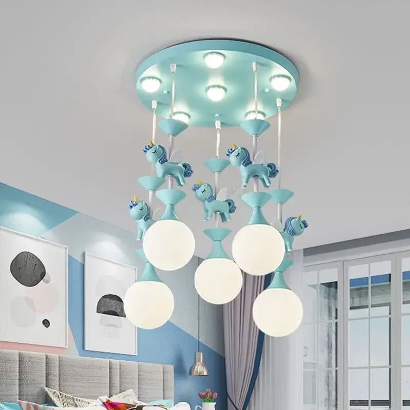 Whimsical Princess Room Merry Go Round Ceiling Light - Vintage Carousel Style LED Chandelier for Girls' Bedroom Decor | Perfect for Nursery, Kids' Playroom & Fantasy Themed Parties