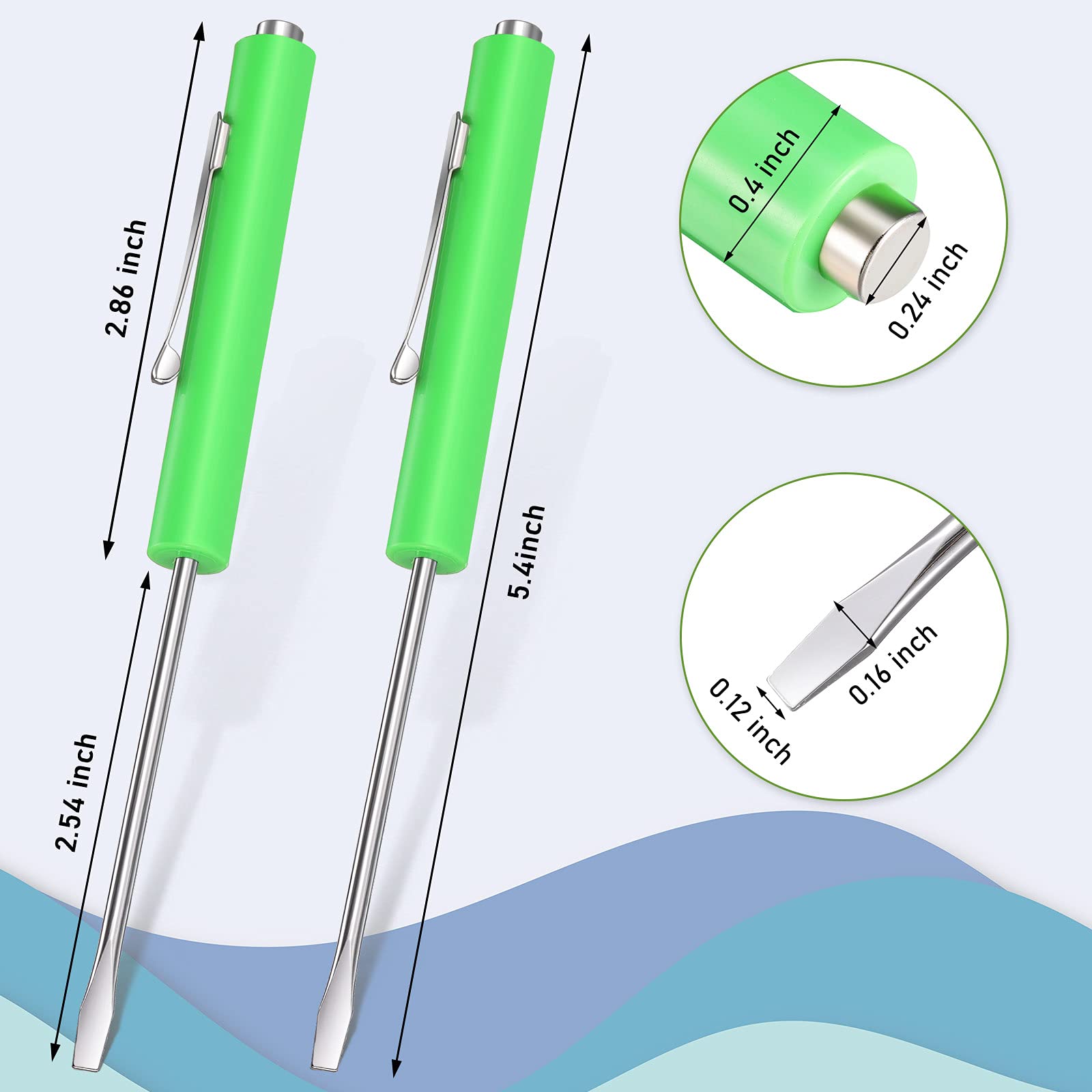 Honoson 5-Piece Magnetic Mini Pocket Screwdriver Set with Clip - Small Flathead Screwdriver Tools for Home, Office & Electronics Repair - Ideal for Mechanics, Electricians & Technicians (Green) - Perfect for DIY Projects, Phone Repair & Small Appliance Maintenance