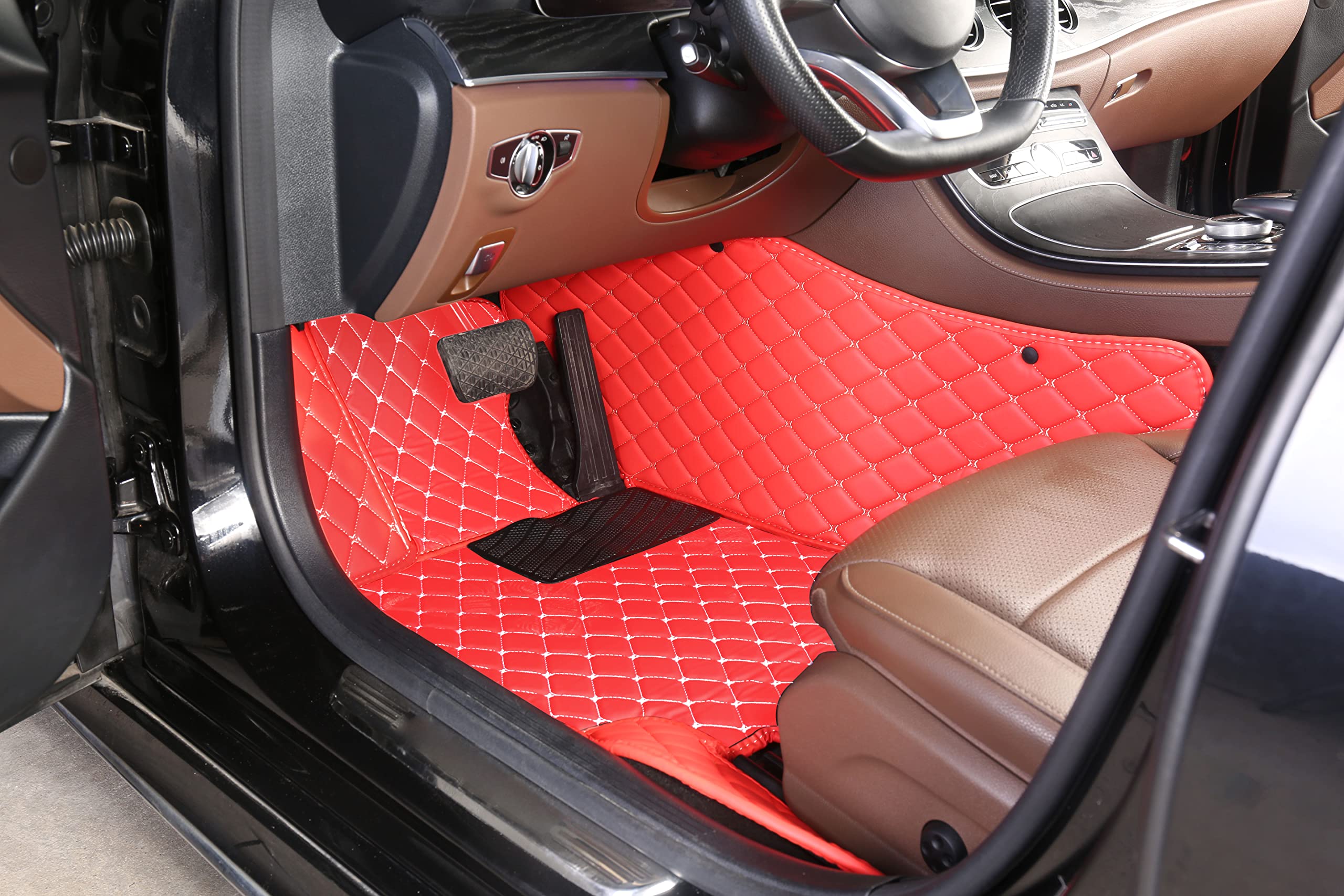 Premium Custom Car Floor Mats for Land Rover Range Rover Sport 2010-2022 - Luxury Leather, Waterproof & Anti-Slip Full Coverage Liners (Front & Rear) - Perfect for Off-Road Adventures & Daily Commutes (Choose: 2010-2013 Model / Black Green)