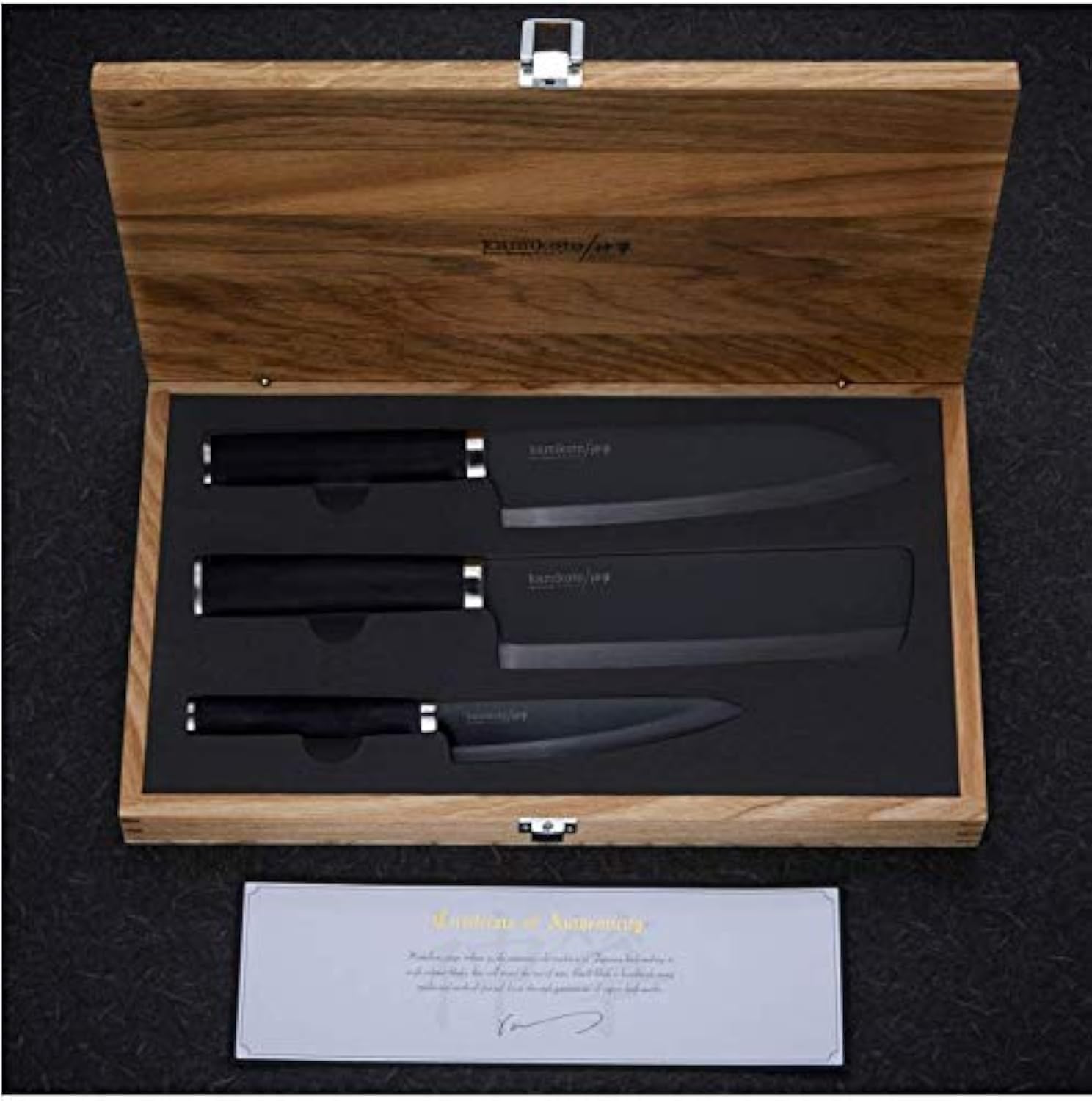 Premium Kamikoto Kuro Series Japanese Knife Set - 6-Piece High Carbon Stainless Steel Kitchen Knives for Professional Chefs & Home Cooking - Perfect for Slicing, Dicing, and Food Preparation