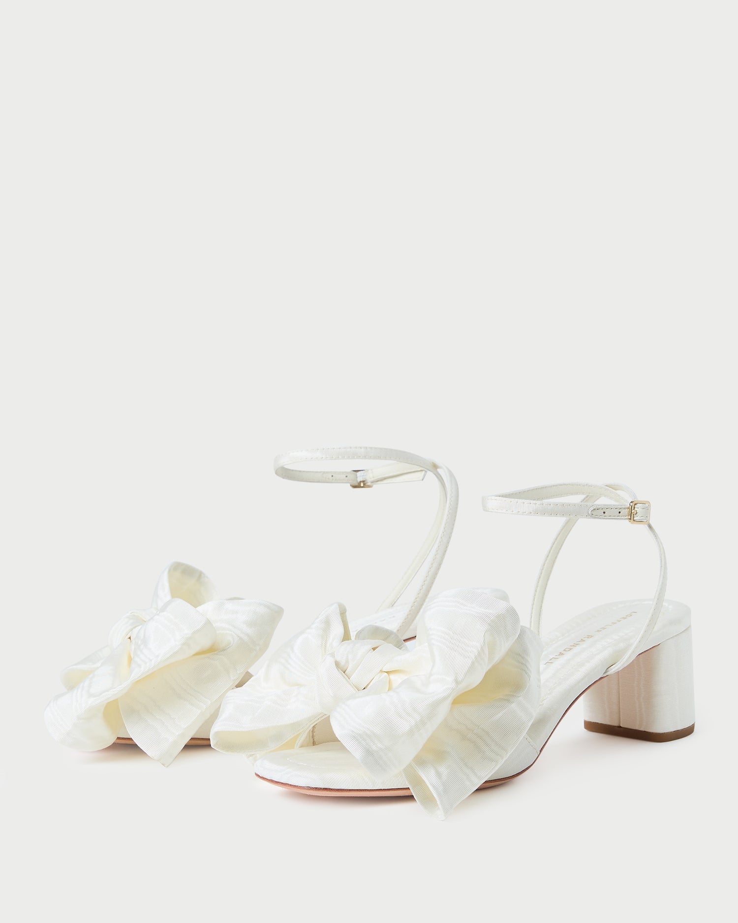 Carmen Cream Moiré Bow Sandals for Women - Elegant Summer Wedge Heel Dress Shoes - Perfect for Weddings, Parties & Beach Vacations