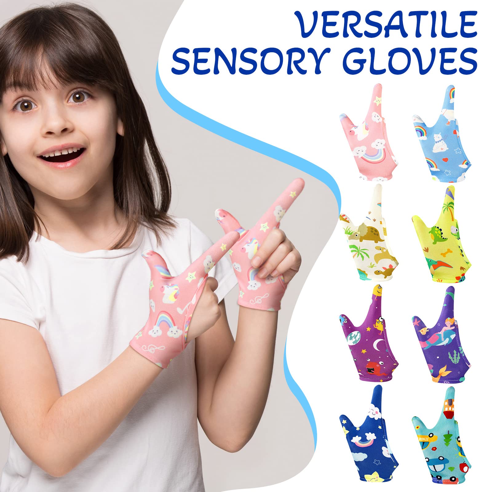 **Janmercy 16-Piece Thumb Sucking Prevention Gloves for Kids – Breathable Finger Guards to Stop Nail Biting & Finger Sucking – 8 Cute Designs, 2-Finger Style (Ages 3-6) – Perfect for Daycare, Travel & Bedtime Habits**