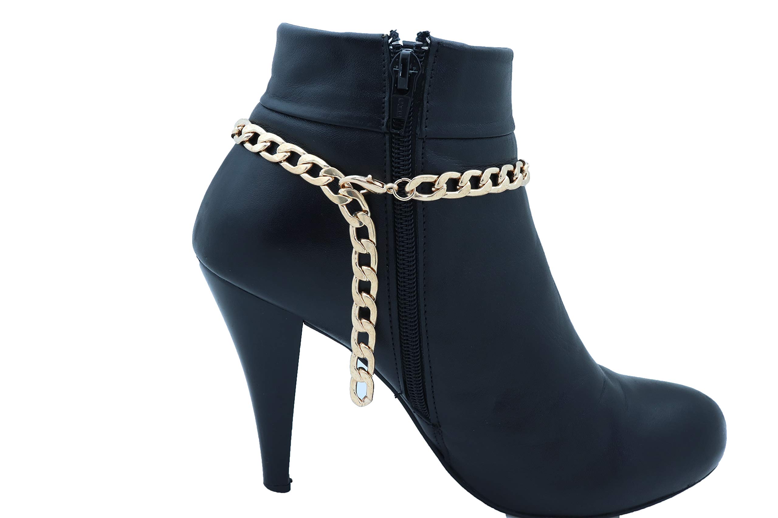 TFJ Women's Western Boot Chain Metal Bling Bracelet - Retro Style Arrow Anklet Strap for High Heels - Gold Color Charm Accessory - Perfect for Cowgirl Outfits, Country Concerts & Western Fashion
