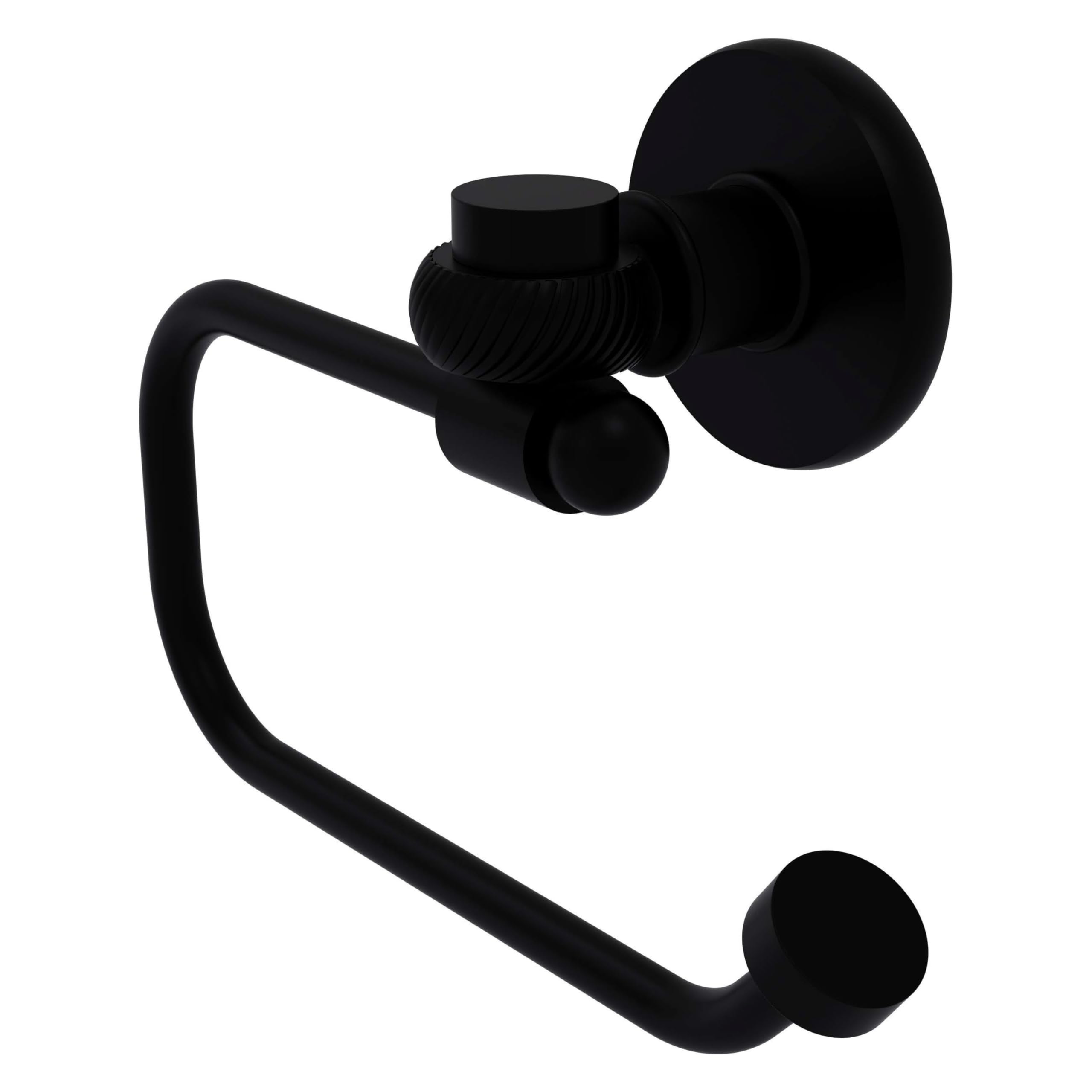 Allied Brass 2024ET-BKM Continental Collection Euro Style Twisted Accent Toilet Paper Holder in Matte Black - Modern Bathroom Tissue Dispenser for Home & Hotel Decor