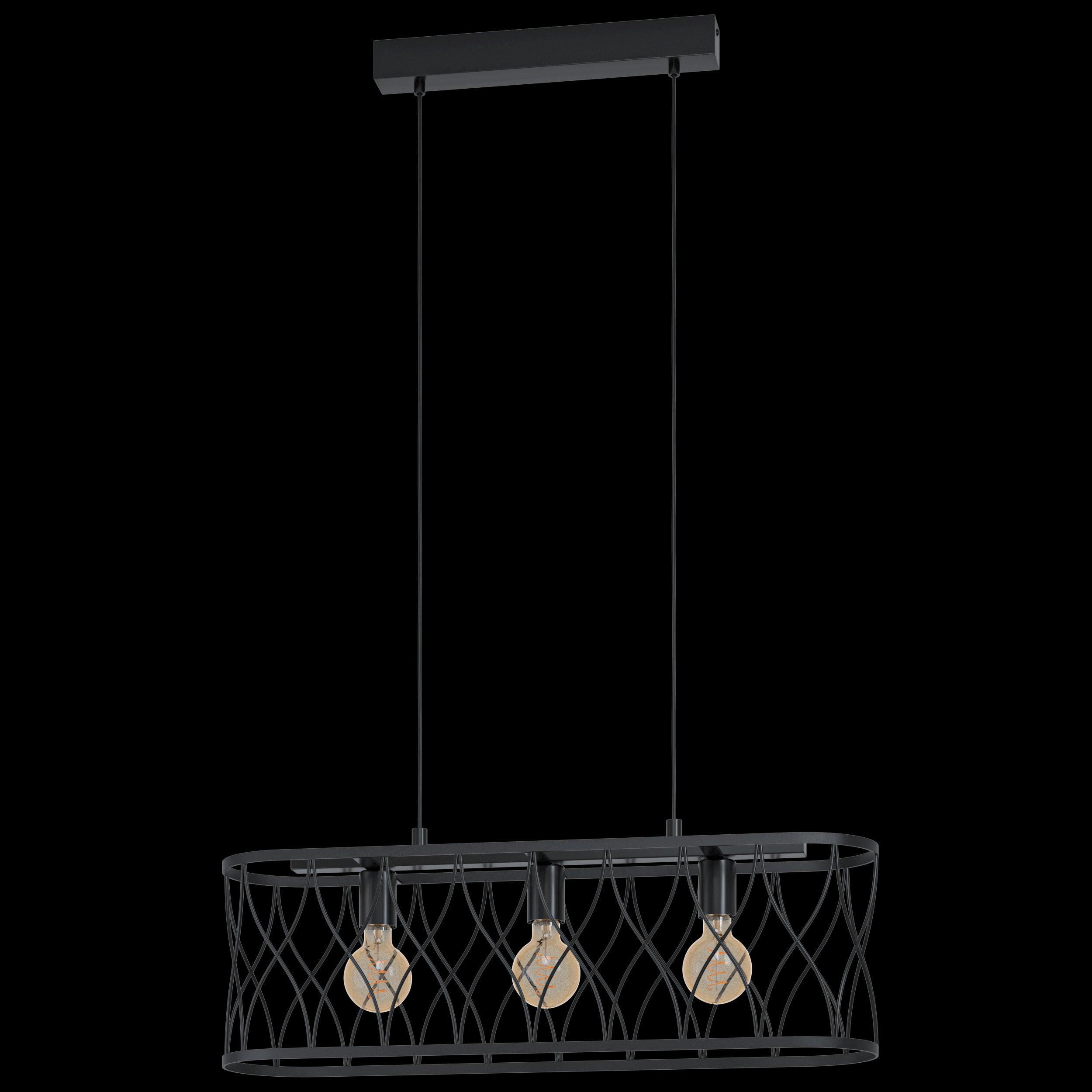 Eglo Giltspur 3-Light Black Wire Latticework Ceiling Pendant Light Fixture - Modern Farmhouse Dining Room & Kitchen Lighting