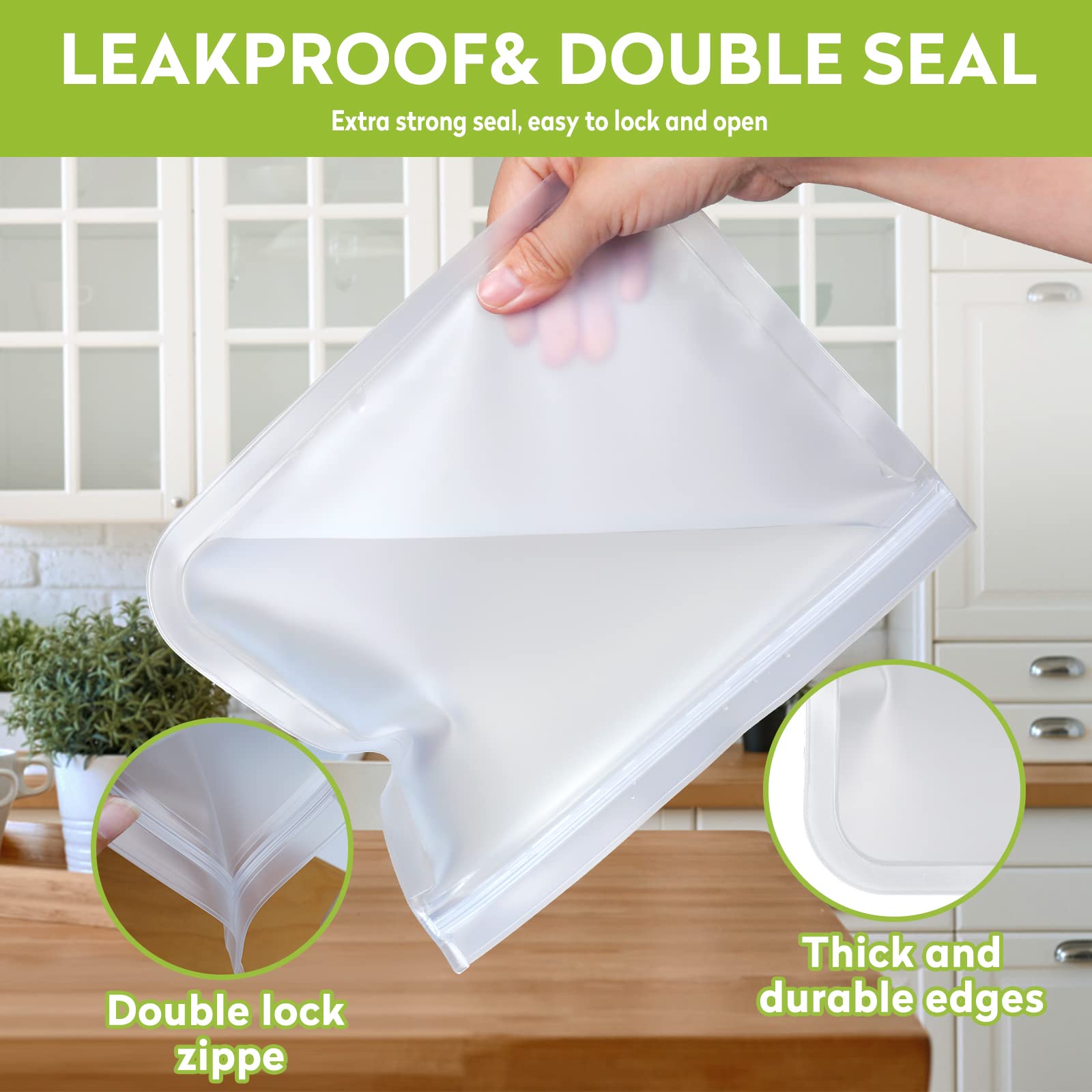 Eco-Friendly Reusable Food Storage Bags - 10 Pack Leakproof BPA Free Freezer & Sandwich Bags for Meat, Fruit, Snacks | Perfect for Meal Prep, Home Organization & On-the-Go Lunches