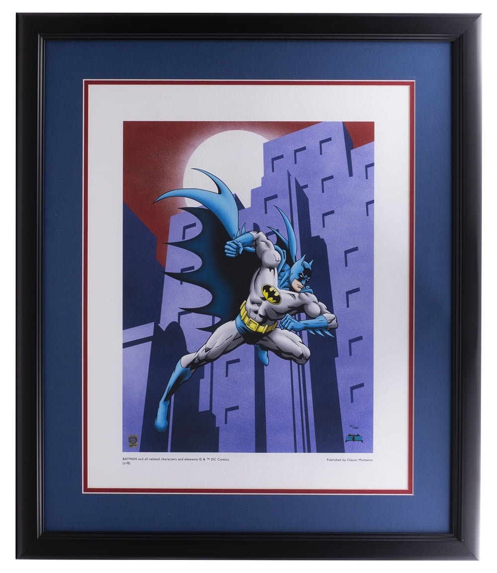 Batman Running 12x16 Framed DC Comic Limited Edition Giclee Art Print - Superhero Wall Decor for Home, Office & Comic Book Fan Collection