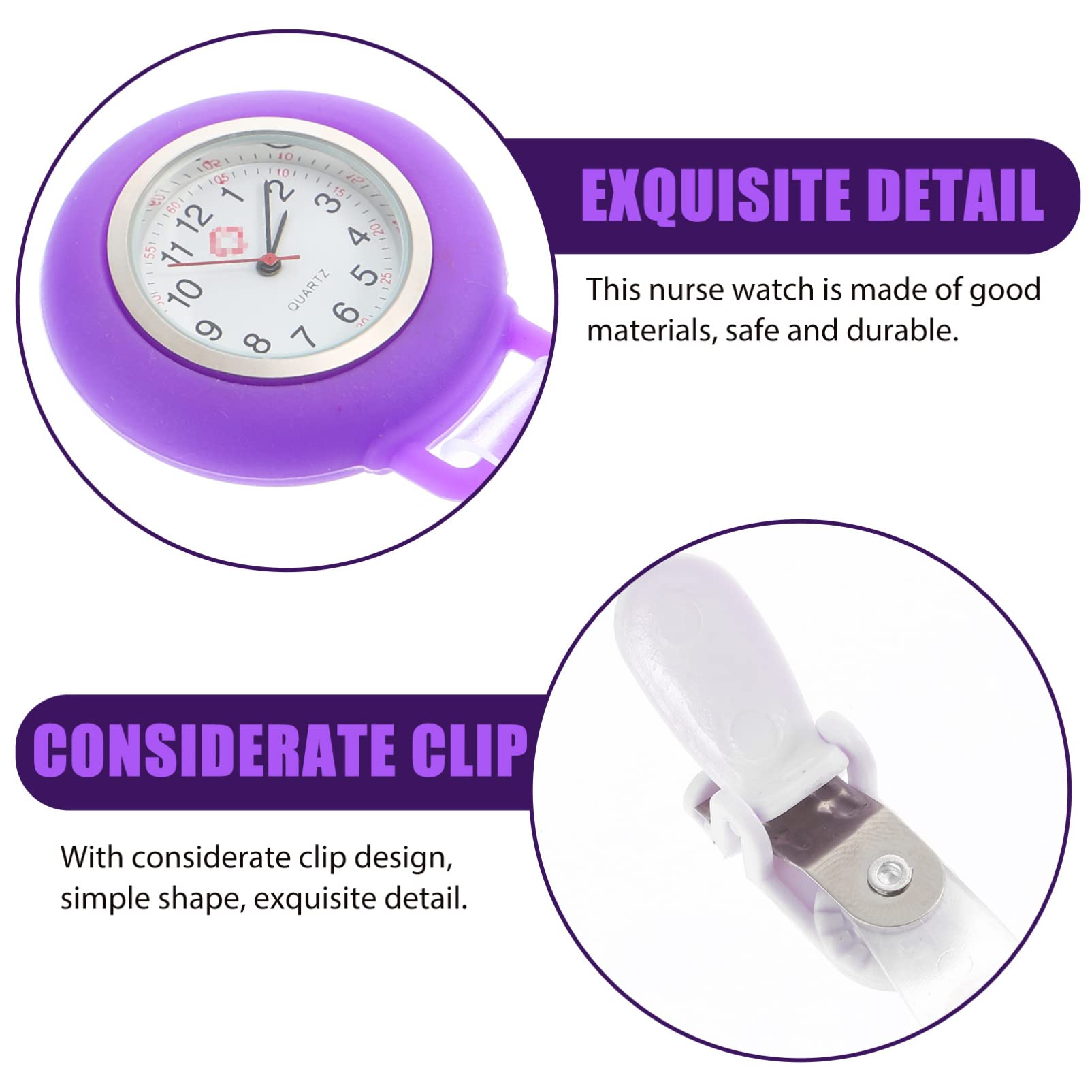 Clip on Nurse Watch - Waterproof Silicone Lapel Watch for Nurses & Doctors | Easy Clip-on Design, Durable Fob Pocket Watch | Perfect for Hospital Shifts, Medical Exams & Healthcare Professionals