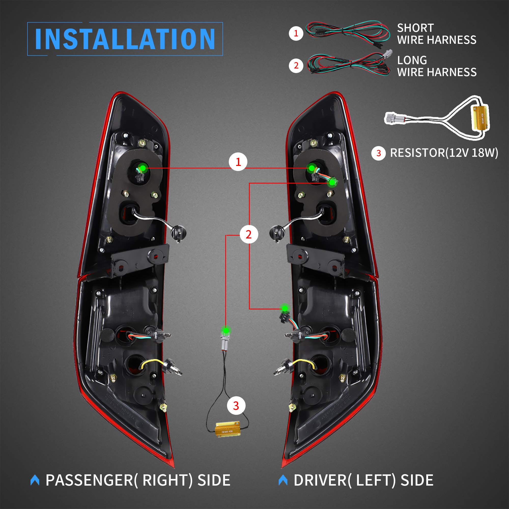 VLAND LED Tail Lights for Mitsubishi Lancer & Lancer EVO X 2008-2020 - Amber Sequential Turn Signals, Full LED Rear Light Assembly with Clear Lens (Not Compatible with Sportbacks/Fortis/IO) - Perfect for Night Driving & Car Customization