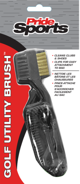 Pride Sports Golf Utility Brush - Dual Sided Club & Shoe Cleaner for Golfers - Perfect for On-Course Cleaning & Equipment Maintenance