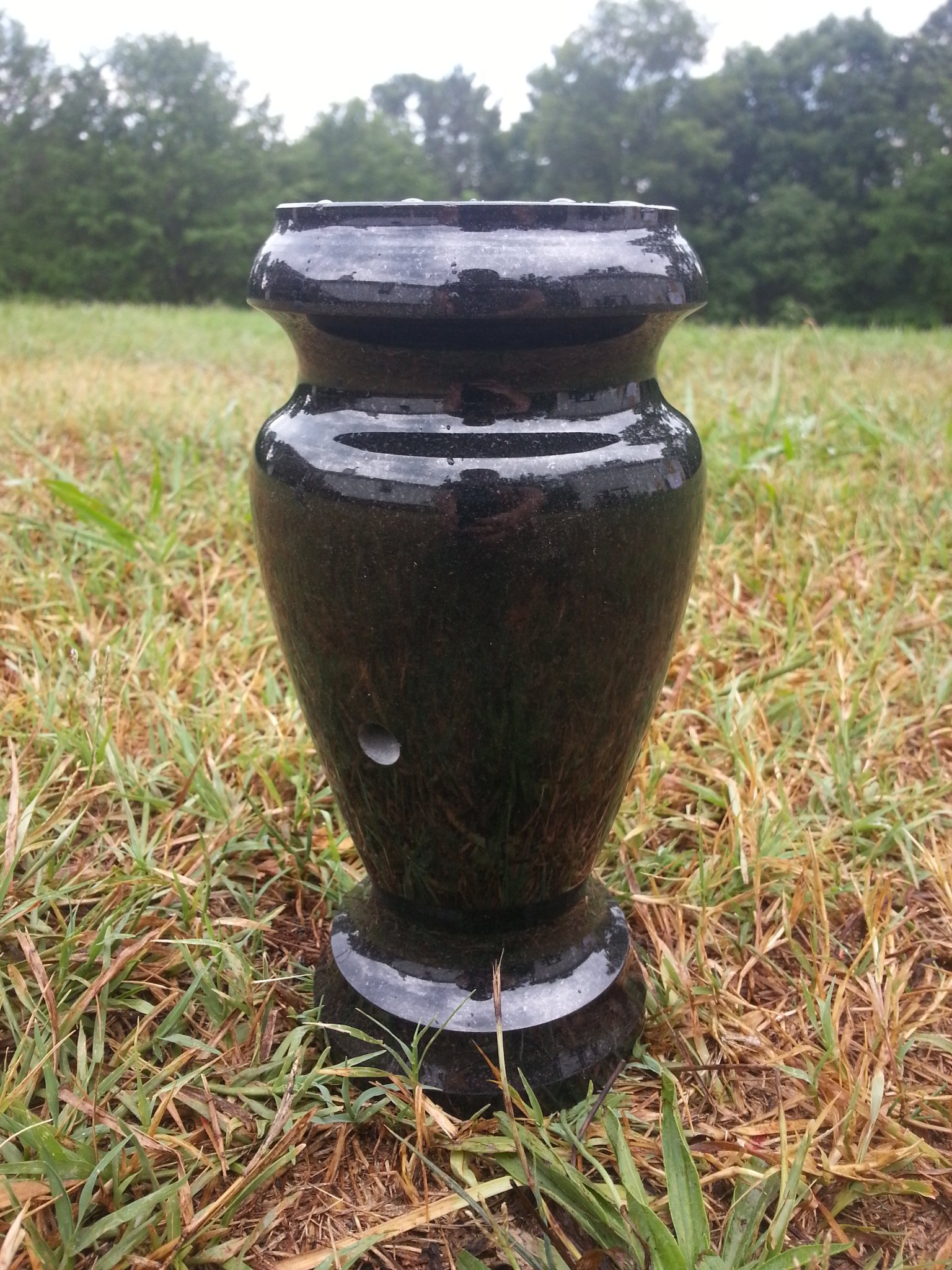 Polished Black Turned Granite Vase 4