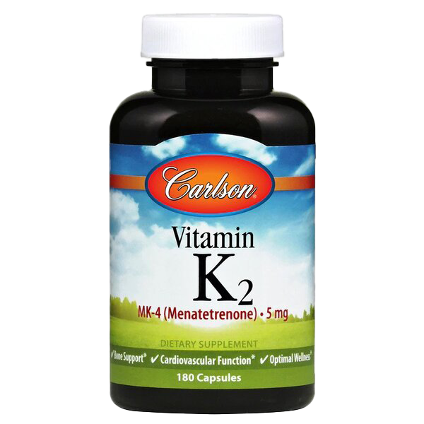 Carlson Labs Vitamin K2 MK-4 Supplement, 5mg per Serving - 180 Softgel Capsules for Bone & Heart Health - Supports Calcium Absorption & Cardiovascular Wellness - Ideal for Adults & Seniors
